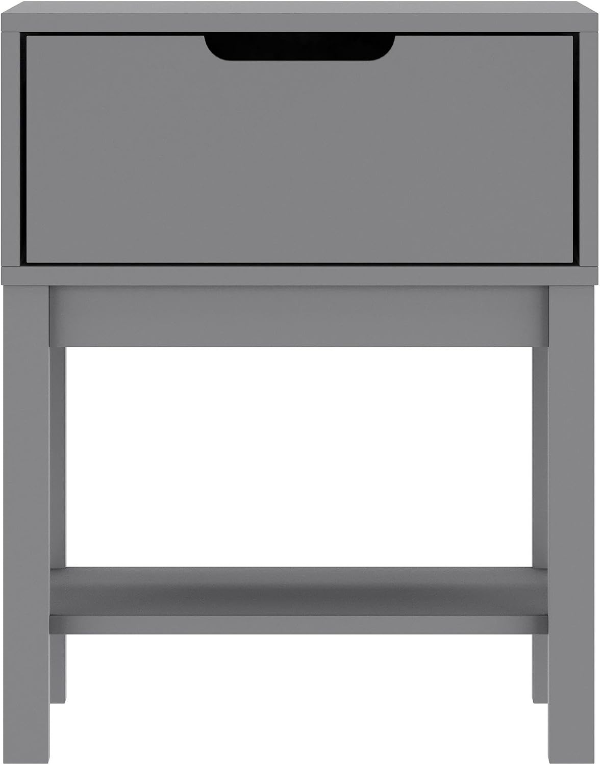 image:imageFlash Furniture Dallas Wood Nightstand Side Table Kids Bedroom End Table with Storage Drawer and Shelf Cutout Handle Smooth Ball Bearing Slides GrayGrey