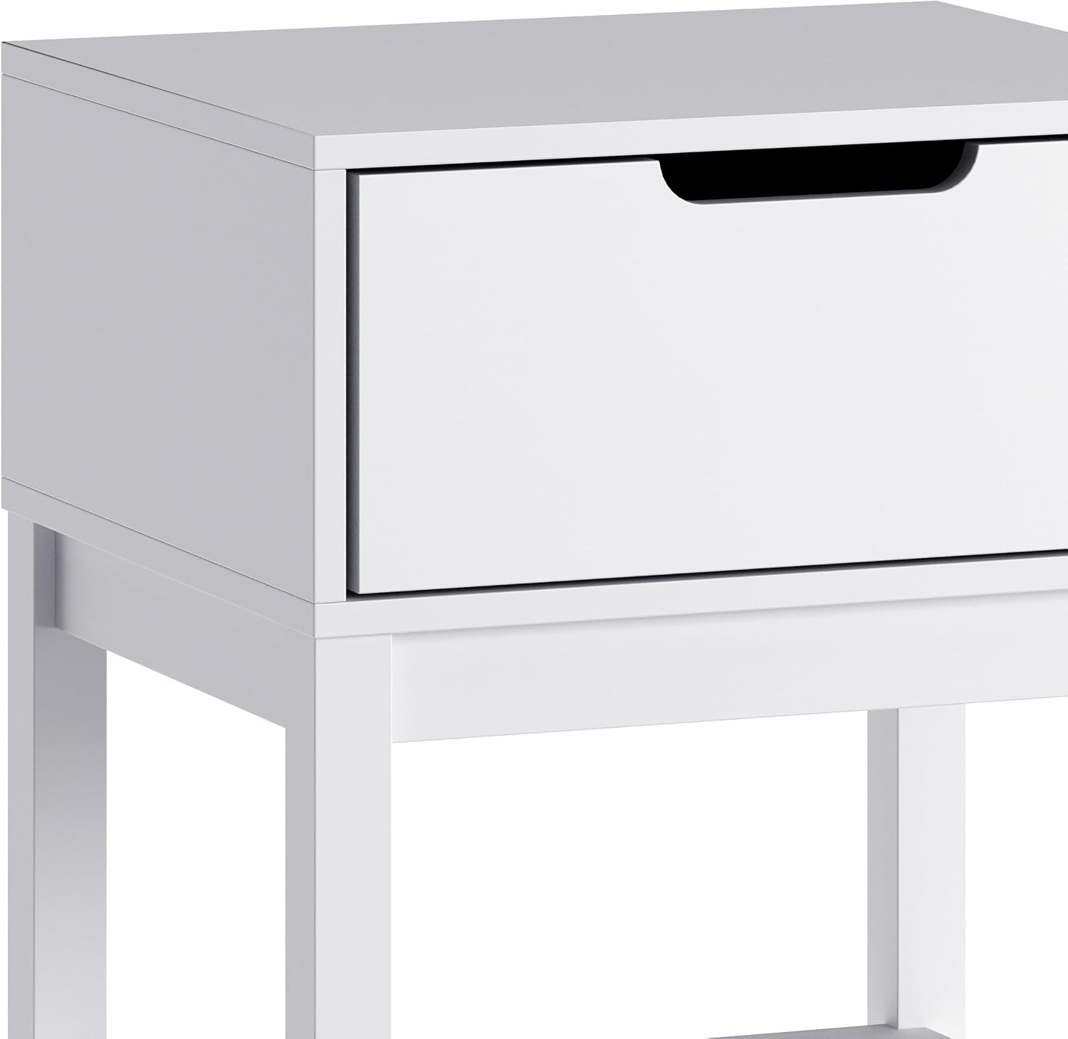 image:imageFlash Furniture Dallas Wood Nightstand Side Table Kids Bedroom End Table with Storage Drawer and Shelf Cutout Handle Smooth Ball Bearing Slides GrayWhite