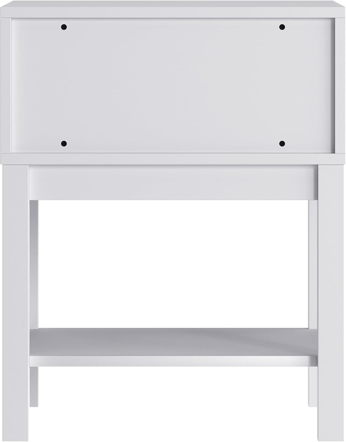 image:imageFlash Furniture Dallas Wood Nightstand Side Table Kids Bedroom End Table with Storage Drawer and Shelf Cutout Handle Smooth Ball Bearing Slides GrayWhite