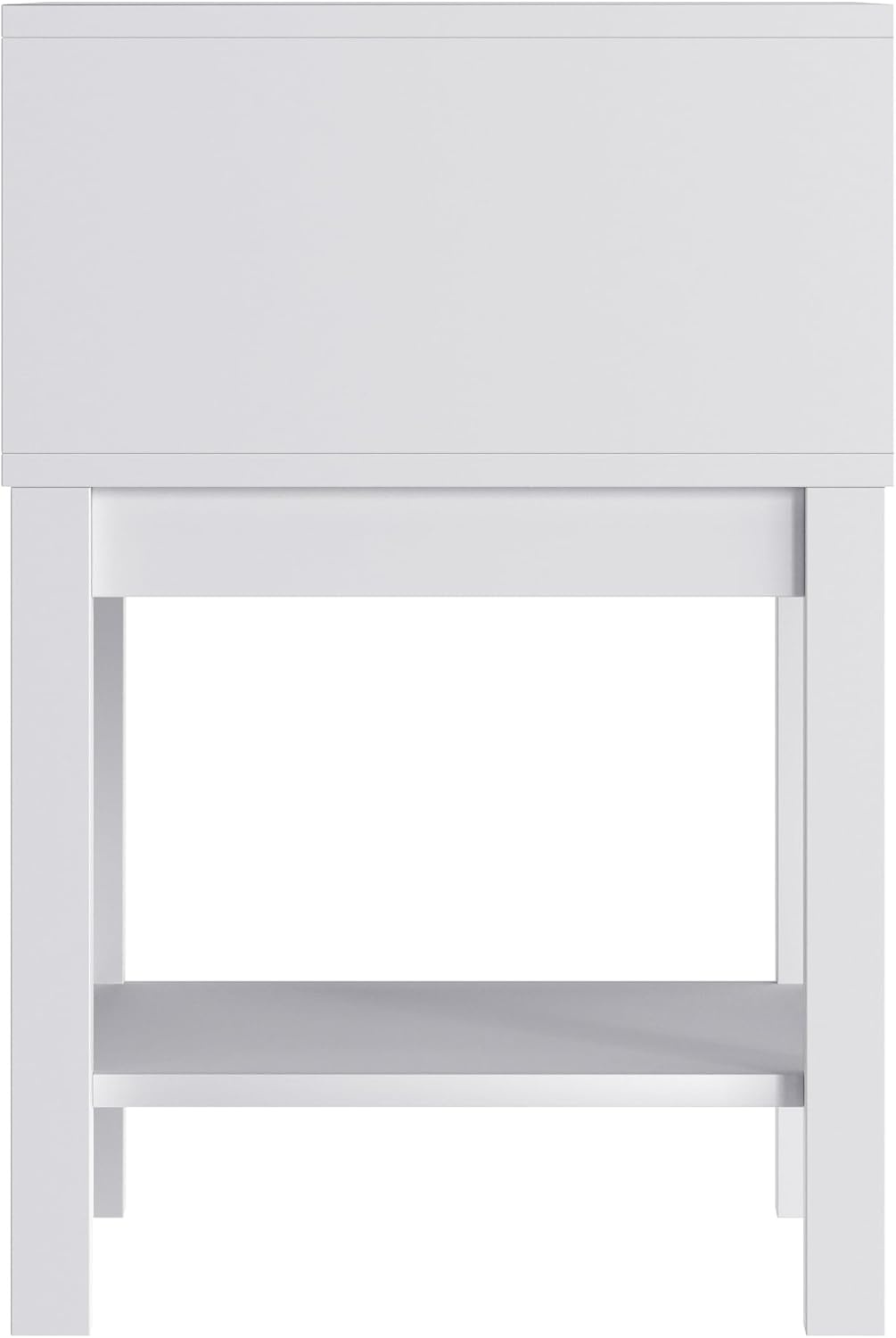 image:imageFlash Furniture Dallas Wood Nightstand Side Table Kids Bedroom End Table with Storage Drawer and Shelf Cutout Handle Smooth Ball Bearing Slides GrayWhite