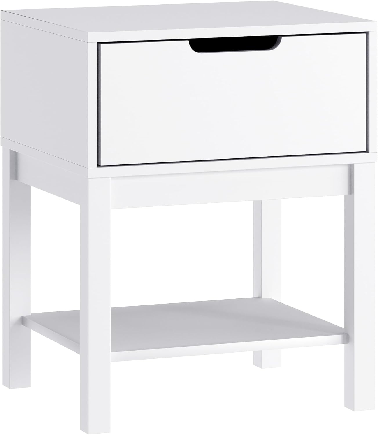 image:imageFlash Furniture Dallas Wood Nightstand Side Table Kids Bedroom End Table with Storage Drawer and Shelf Cutout Handle Smooth Ball Bearing Slides GrayWhite