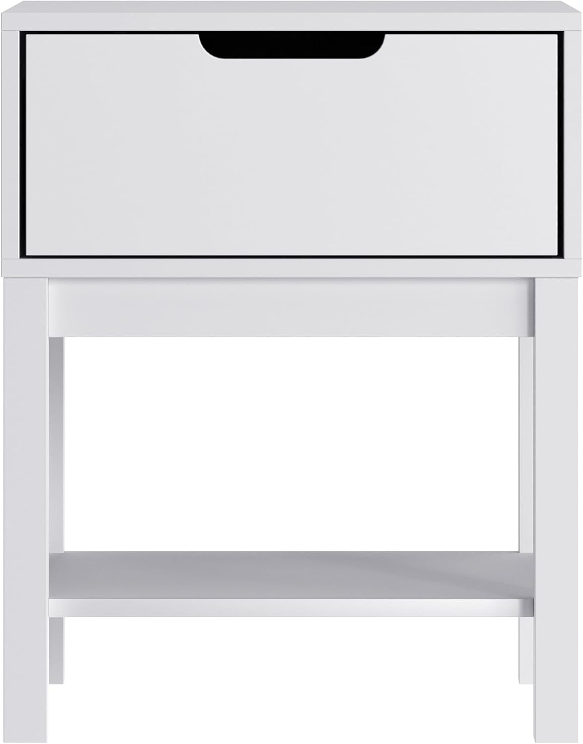 image:imageFlash Furniture Dallas Wood Nightstand Side Table Kids Bedroom End Table with Storage Drawer and Shelf Cutout Handle Smooth Ball Bearing Slides GrayWhite