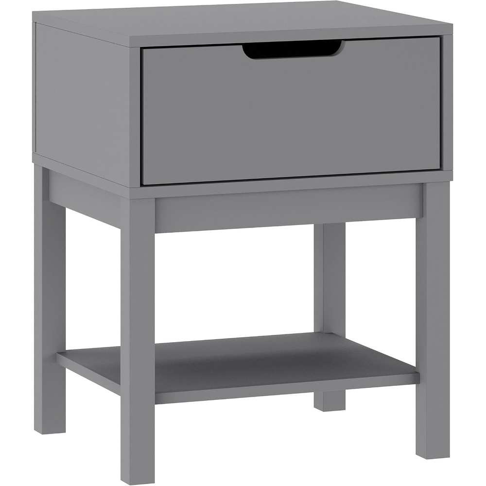 image:imageFlash Furniture Dallas Wood Nightstand Side Table Kids Bedroom End Table with Storage Drawer and Shelf Cutout Handle Smooth Ball Bearing Slides GrayGrey