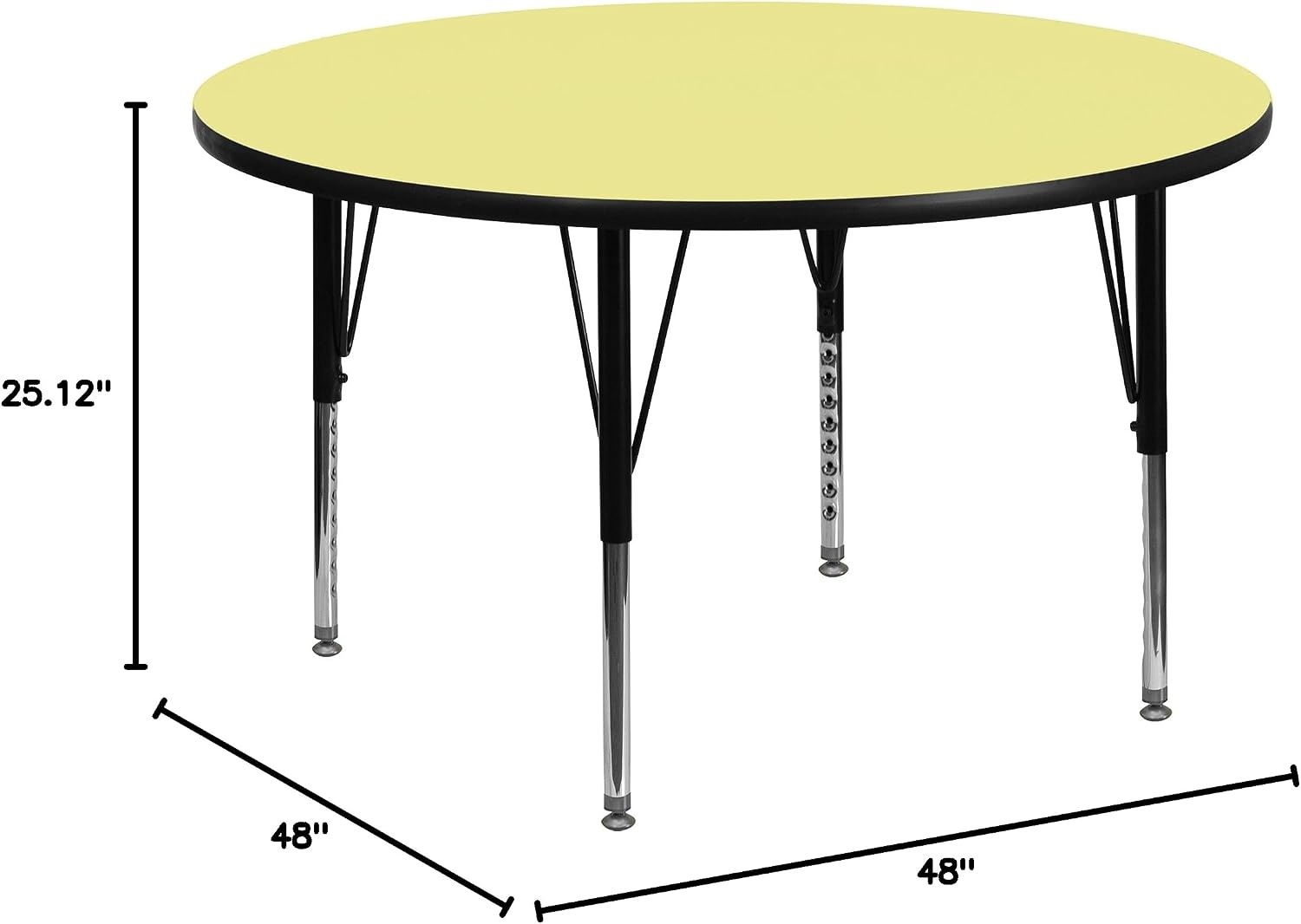 image:imageFlash Furniture 48 Round Oak Thermal Laminate Activity Table Height Adjustable Short LegsYellow