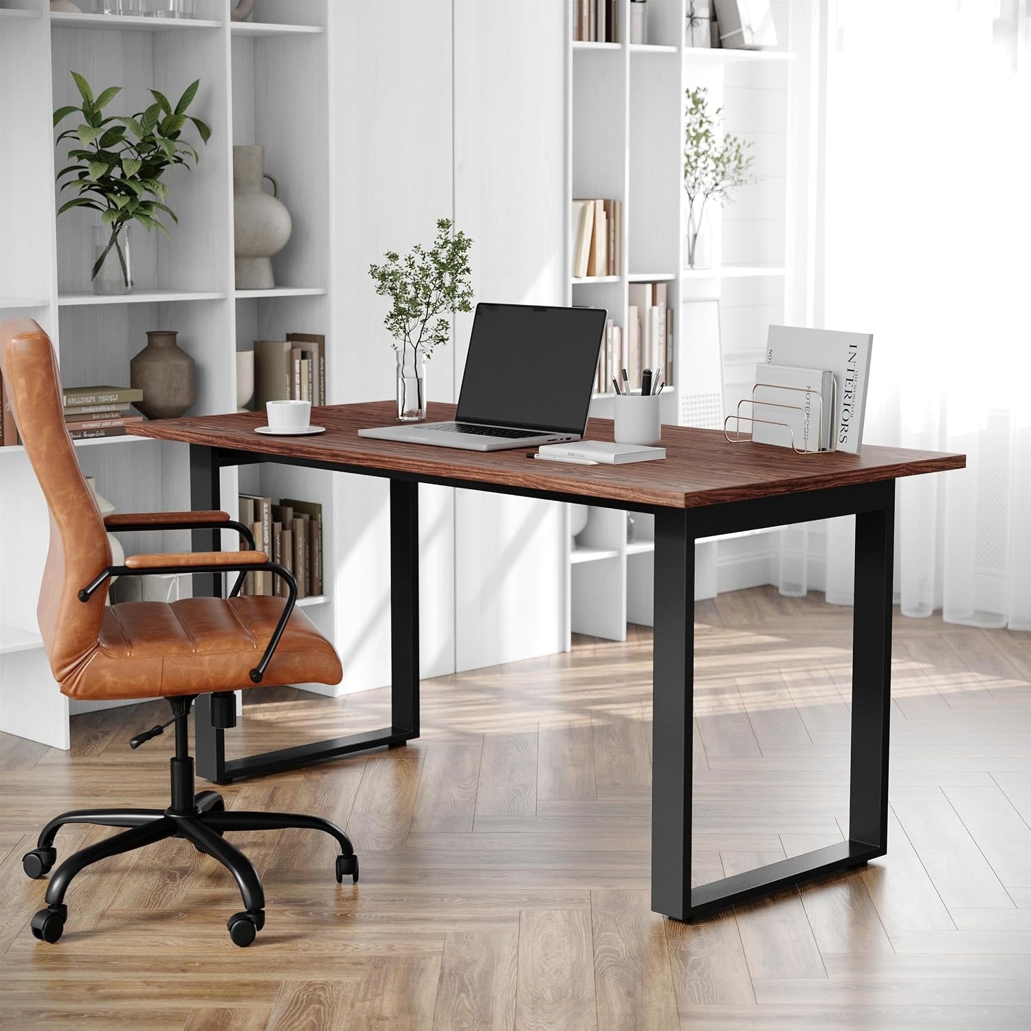 image:imageFlash Furniture Redmond Conference Table with UFrame Base Commercial Water and Scratch Resistant Laminate Finish PVC Edge Heavy Duty Steel Frame 60x30 Gray OakWalnut