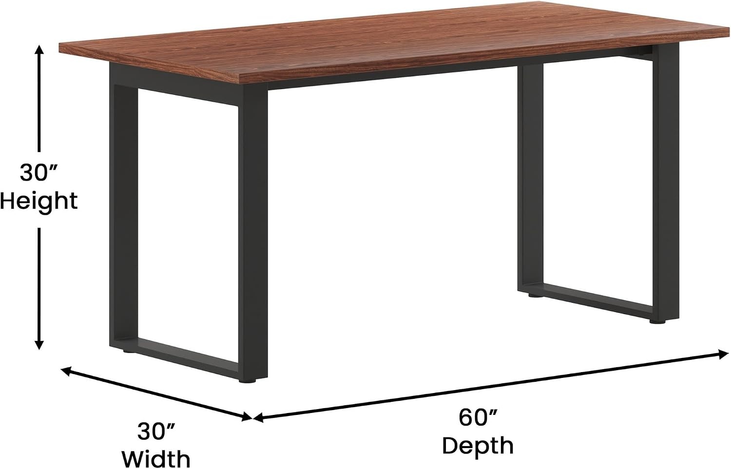 image:imageFlash Furniture Redmond Conference Table with UFrame Base Commercial Water and Scratch Resistant Laminate Finish PVC Edge Heavy Duty Steel Frame 60x30 Gray OakWalnut