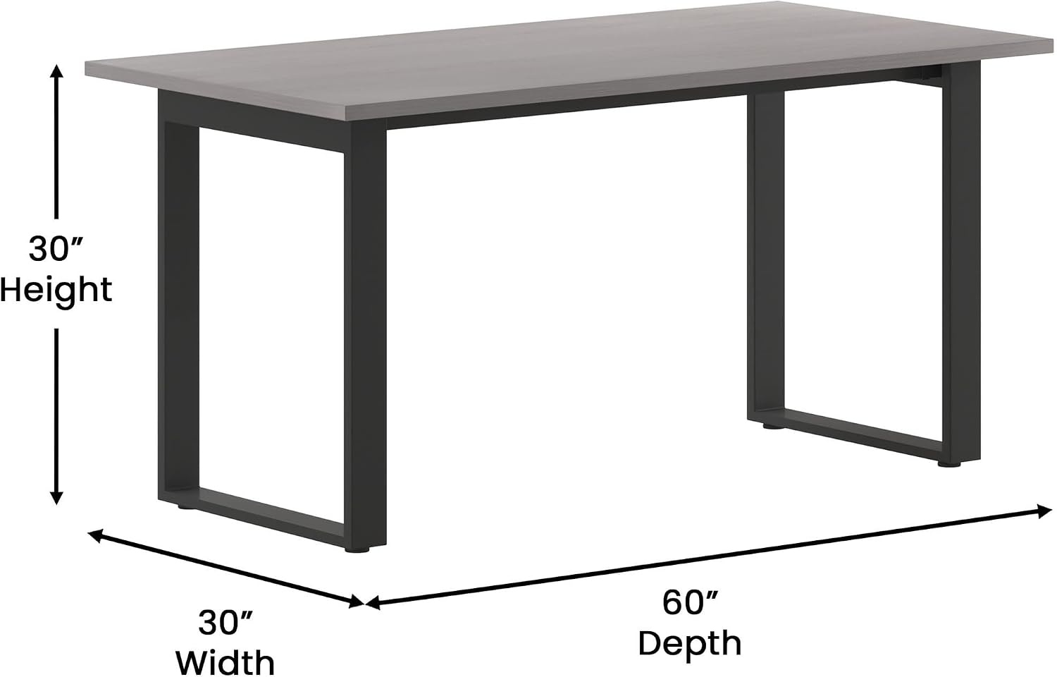 image:imageFlash Furniture Redmond Conference Table with UFrame Base Commercial Water and Scratch Resistant Laminate Finish PVC Edge Heavy Duty Steel Frame 60x30 Gray OakGray Oak