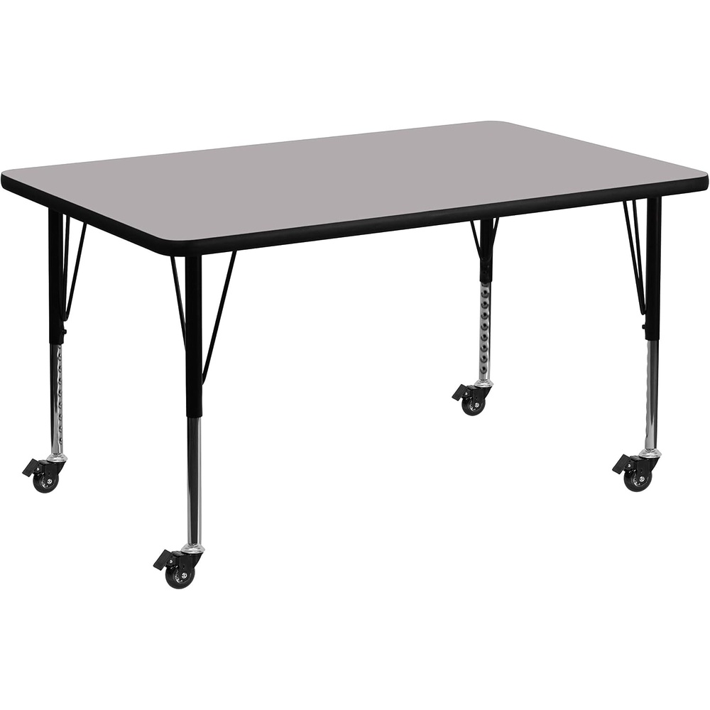 image:imageFlash Furniture Mobile 36W x 72L Rectangular Oak Thermal Laminate Activity Table Height Adjustable Short LegsGrey