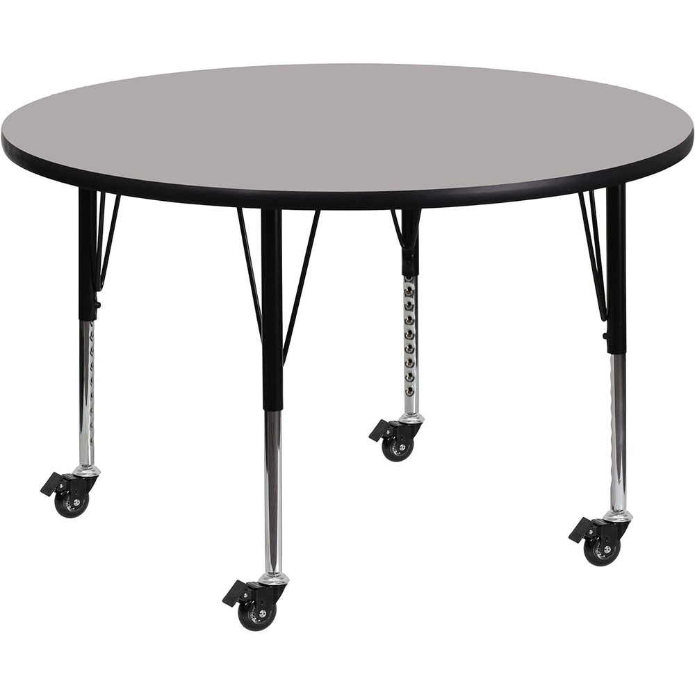 image:imageFlash Furniture Mobile 42 Round Grey HP Laminate Activity Table Height Adjustable Short LegsGrey