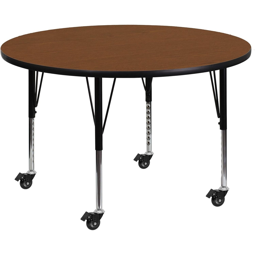image:imageFlash Furniture Mobile 42 Round Grey HP Laminate Activity Table Height Adjustable Short LegsOak