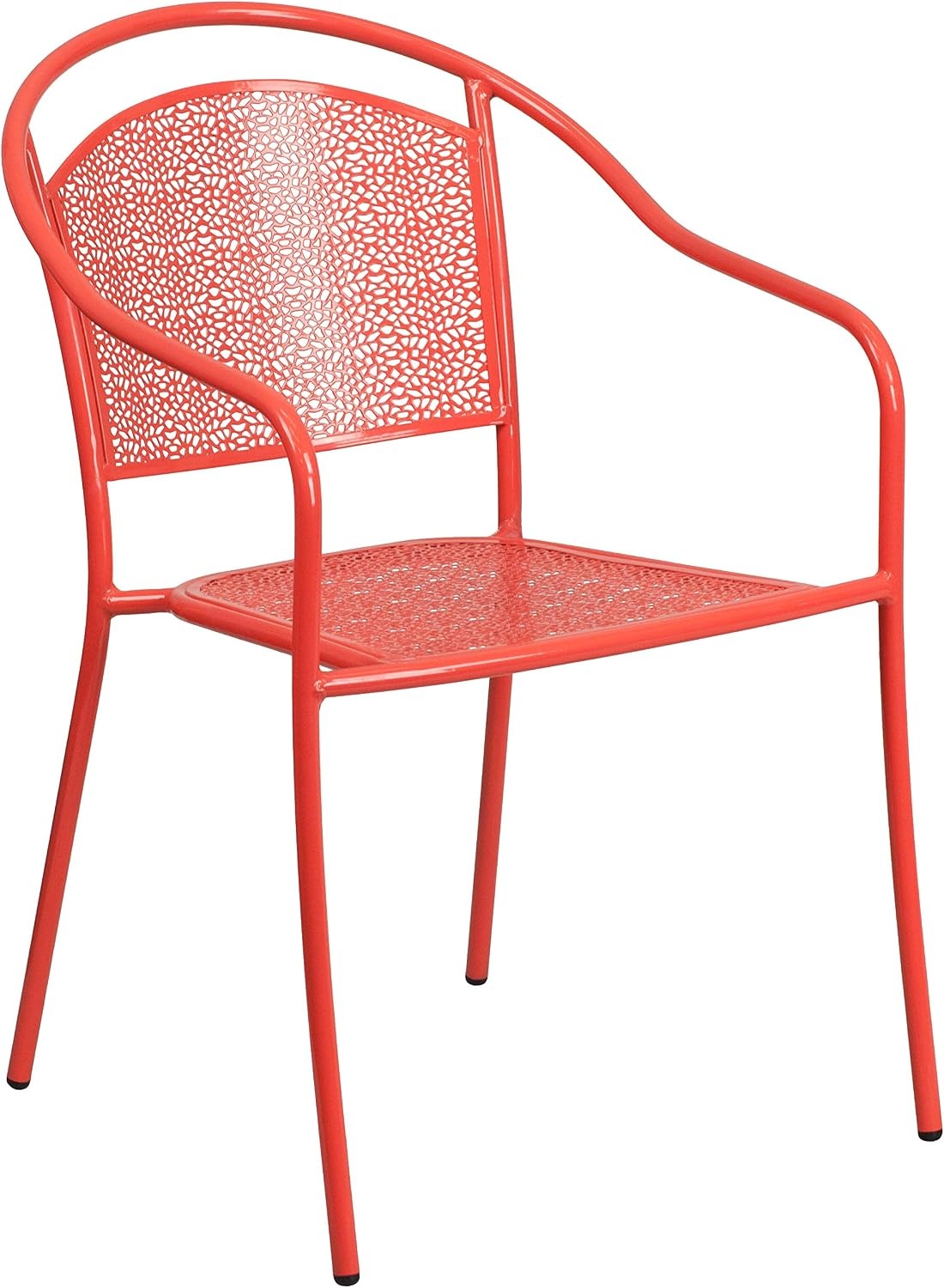 image:imageFlash Furniture Commercial Grade 3525 Round Gold IndoorOutdoor Steel Patio Table Set with 2 Round Back ChairsCoral