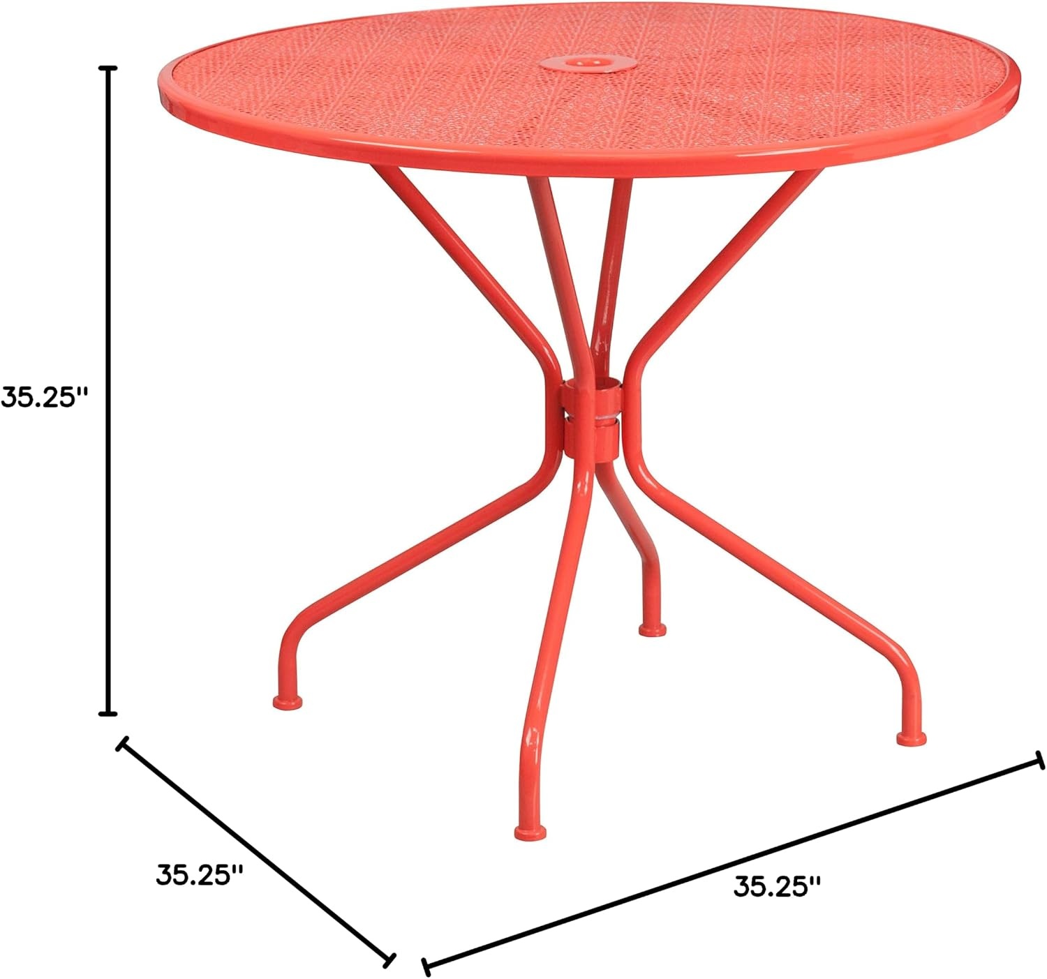 image:imageFlash Furniture Commercial Grade 3525 Round Gold IndoorOutdoor Steel Patio Table Set with 2 Round Back ChairsCoral