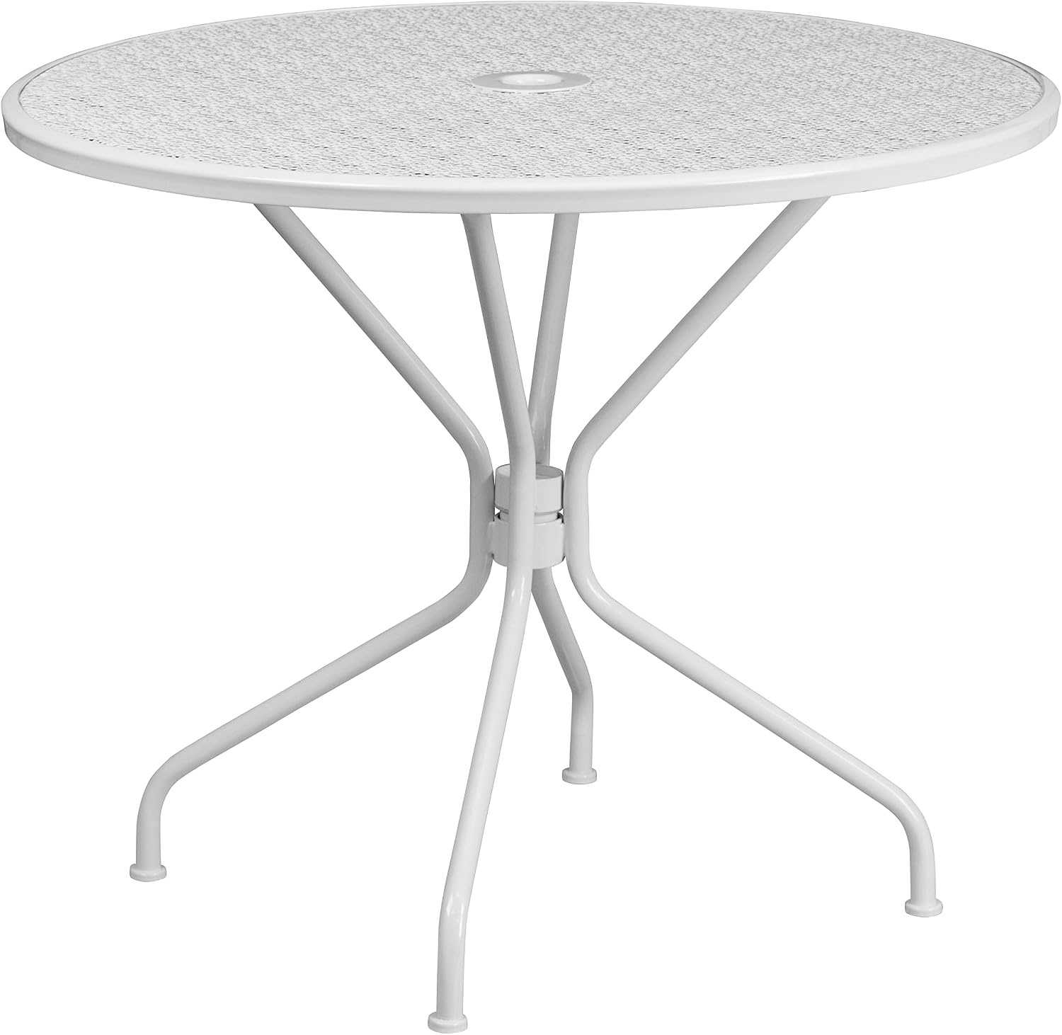 image:imageFlash Furniture Commercial Grade 3525 Round Gold IndoorOutdoor Steel Patio Table Set with 2 Round Back ChairsWhite