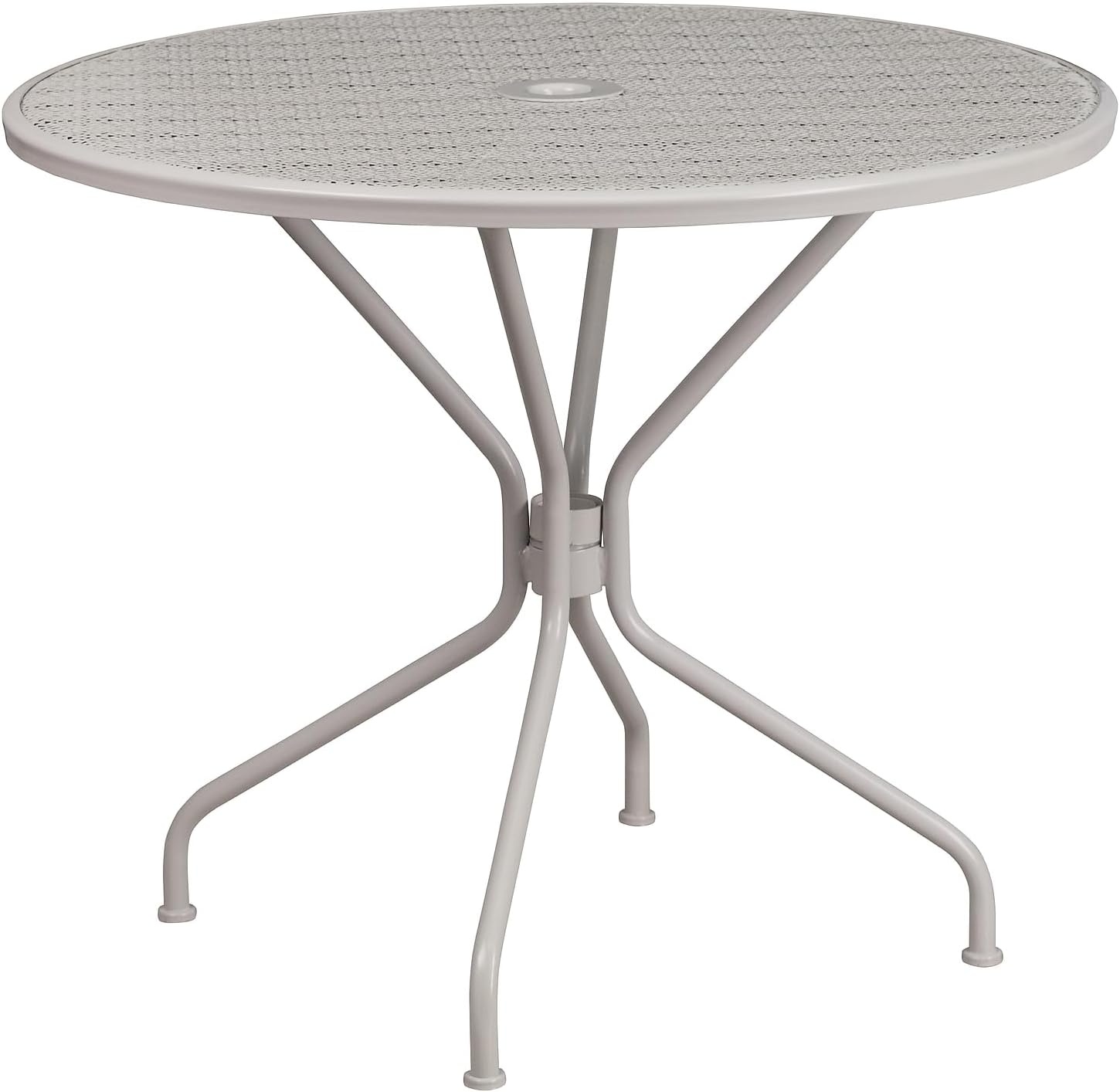 image:imageFlash Furniture Commercial Grade 3525 Round Sky Blue IndoorOutdoor Steel Patio Table Set with 2 Square Back ChairsLight Gray