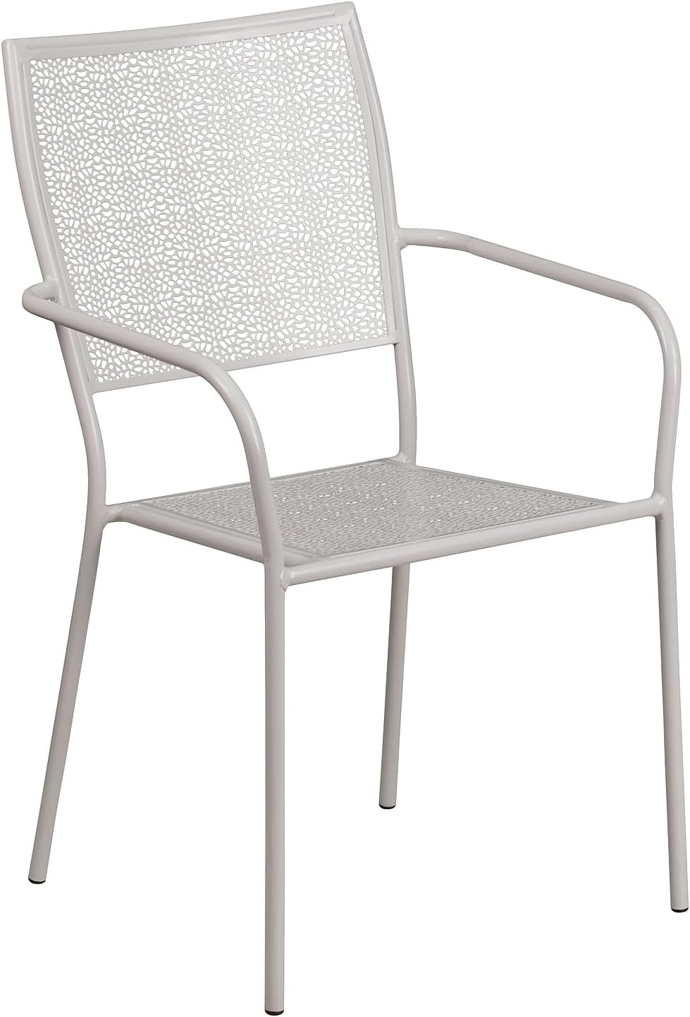 image:imageFlash Furniture Commercial Grade 3525 Round Sky Blue IndoorOutdoor Steel Patio Table Set with 2 Square Back ChairsLight Gray