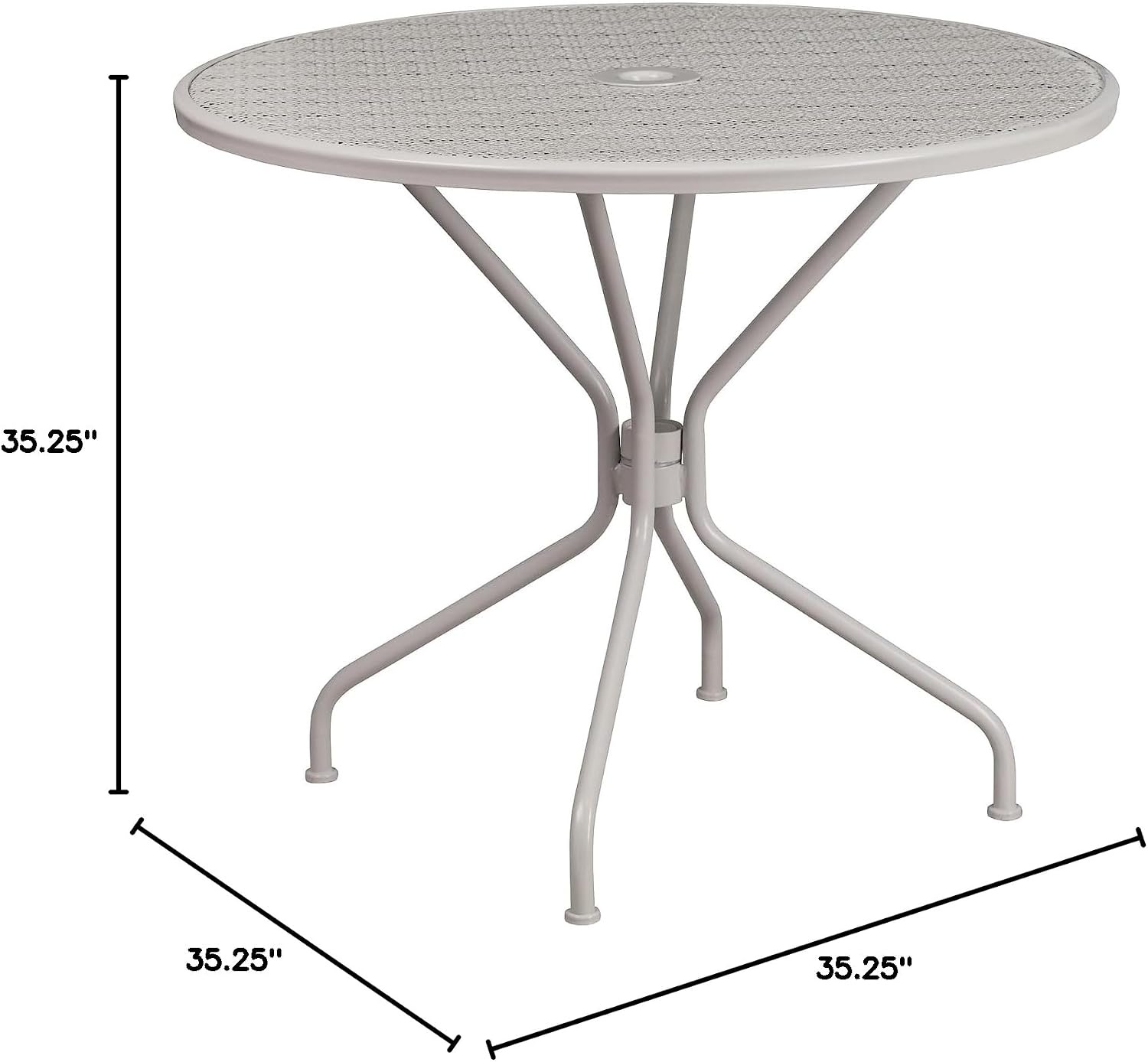 image:imageFlash Furniture Commercial Grade 3525 Round Sky Blue IndoorOutdoor Steel Patio Table Set with 2 Square Back ChairsLight Gray