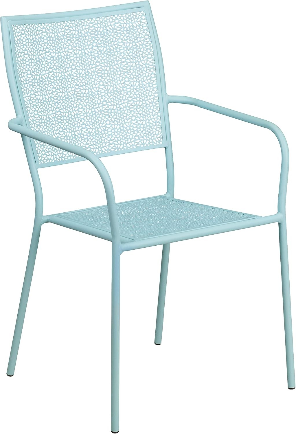 image:imageFlash Furniture Commercial Grade 3525 Round Sky Blue IndoorOutdoor Steel Patio Table Set with 2 Square Back ChairsSky Blue