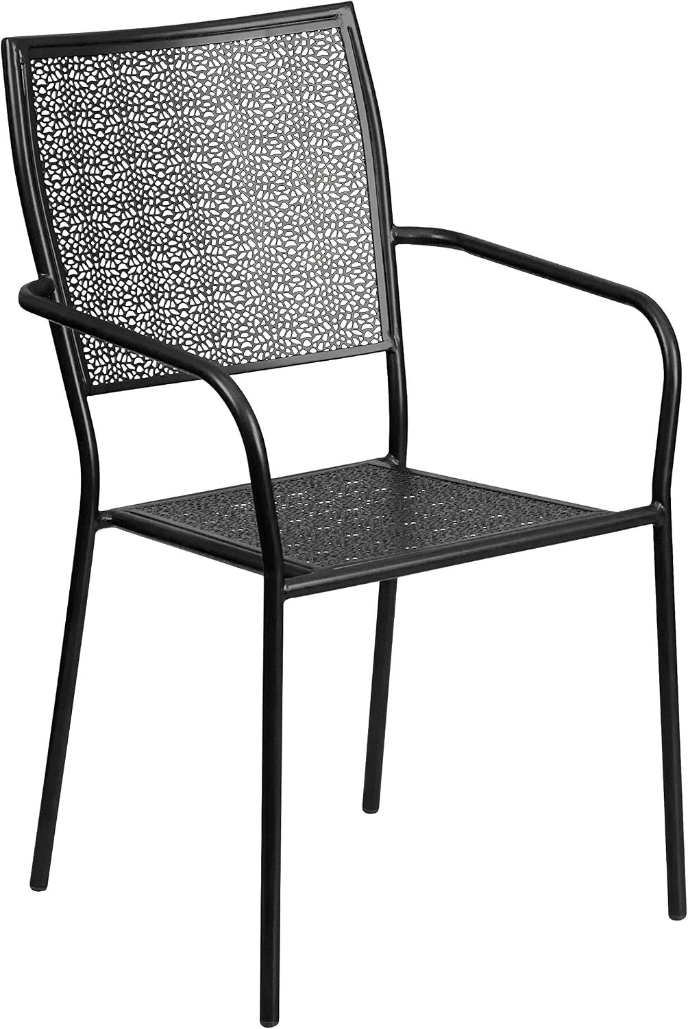 image:imageFlash Furniture Oia Commercial Grade 28 Square Gold IndoorOutdoor Steel Patio Table Set with 2 Square Back ChairsBlack