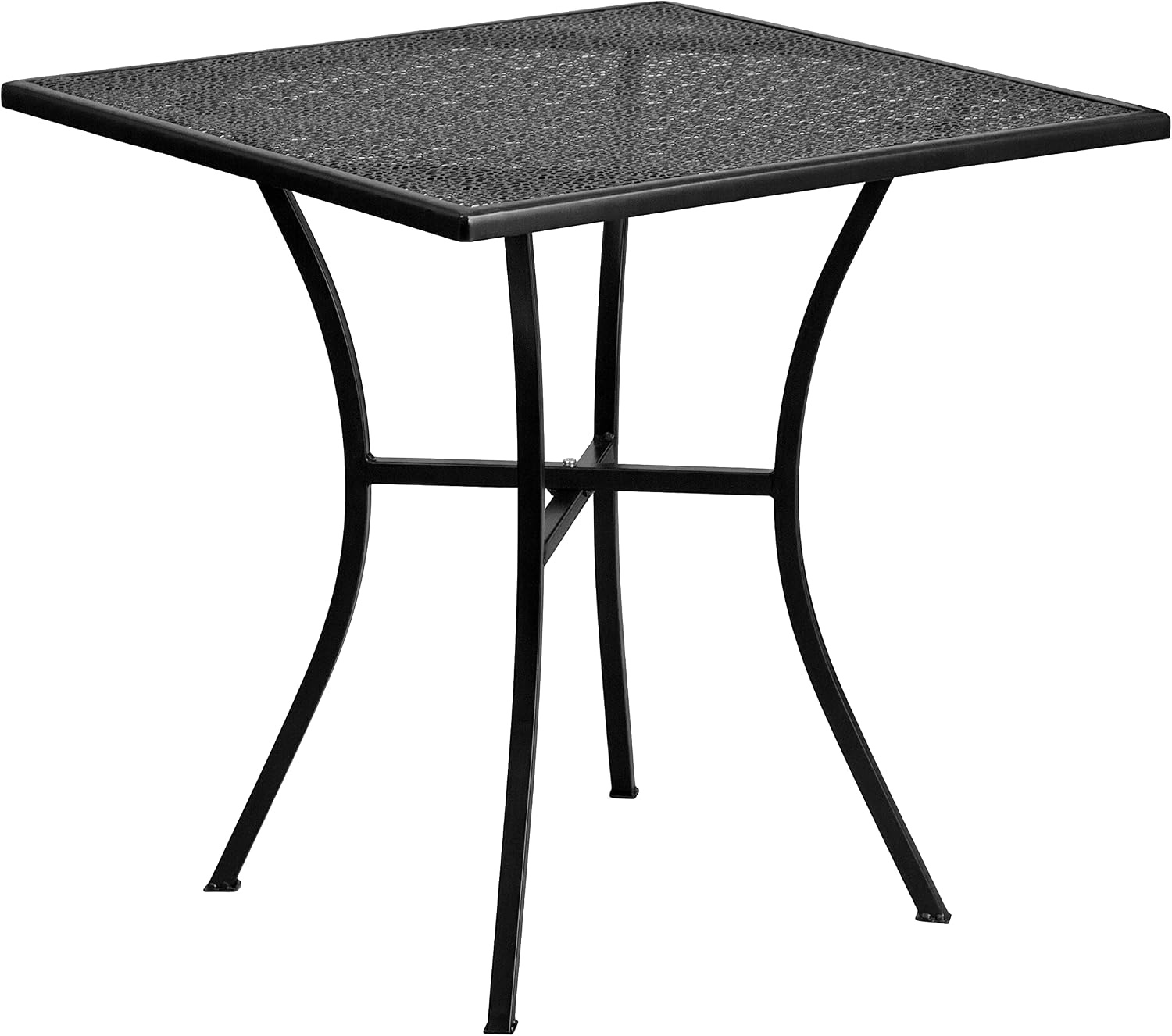 image:imageFlash Furniture Oia Commercial Grade 28 Square Gold IndoorOutdoor Steel Patio Table Set with 2 Square Back ChairsBlack