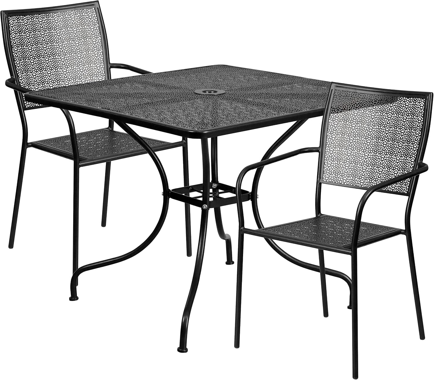 image:imageFlash Furniture Oia Commercial Grade 28 Square Gold IndoorOutdoor Steel Patio Table Set with 2 Square Back ChairsBlack