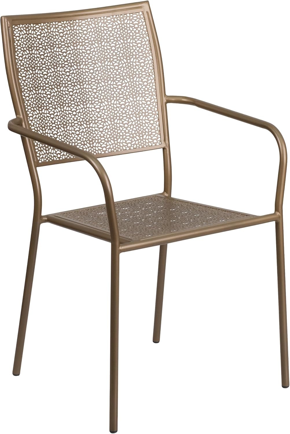 image:imageFlash Furniture Oia Commercial Grade 28 Square Gold IndoorOutdoor Steel Patio Table Set with 2 Square Back ChairsGold