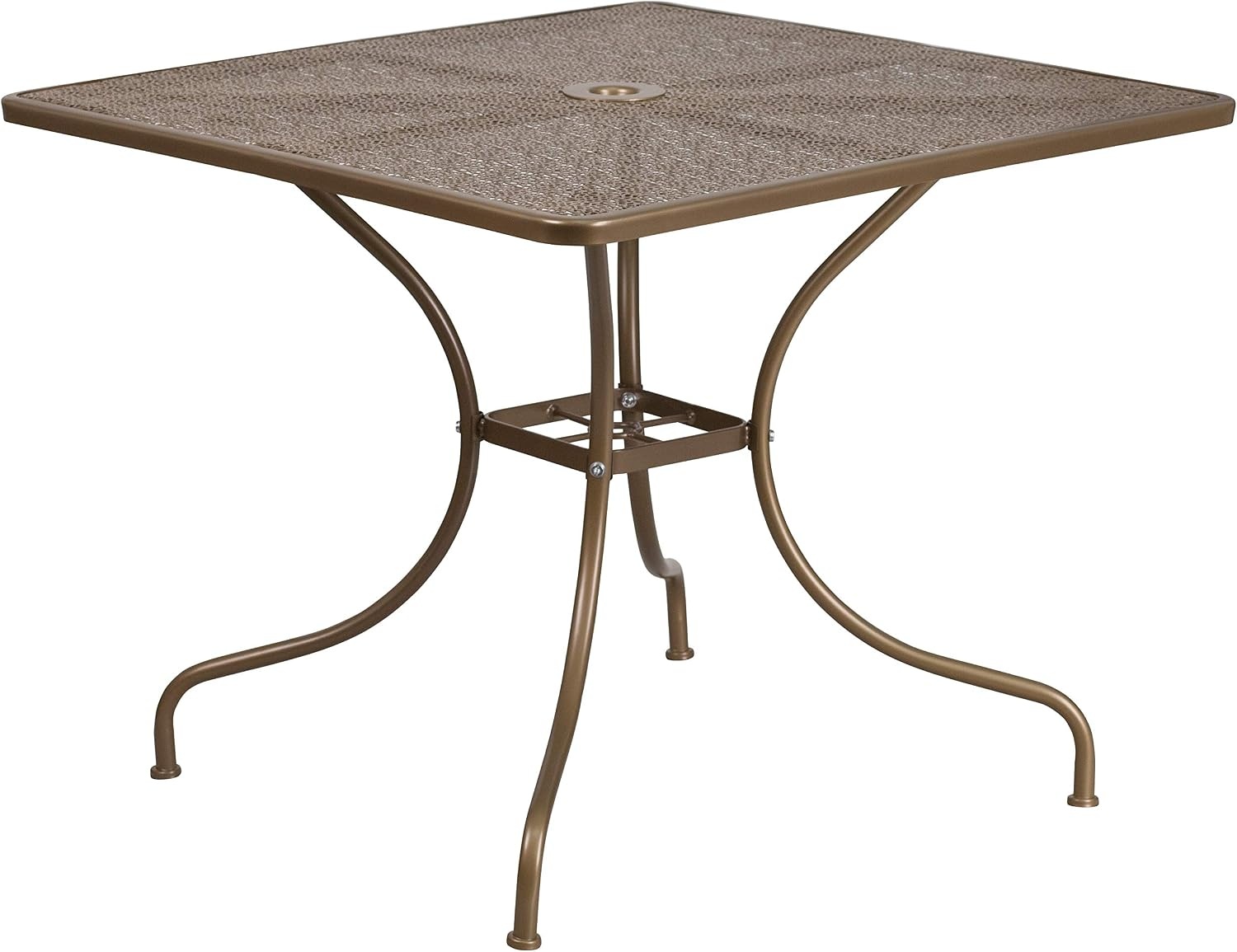 image:imageFlash Furniture Oia Commercial Grade 28 Square Gold IndoorOutdoor Steel Patio Table Set with 2 Square Back ChairsGold