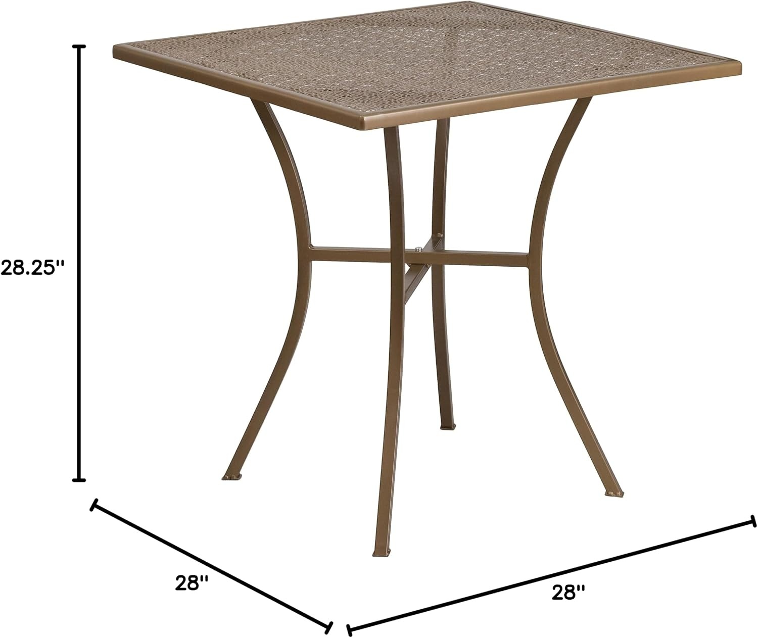 image:imageFlash Furniture Oia Commercial Grade 28 Square Gold IndoorOutdoor Steel Patio Table Set with 2 Square Back ChairsGold