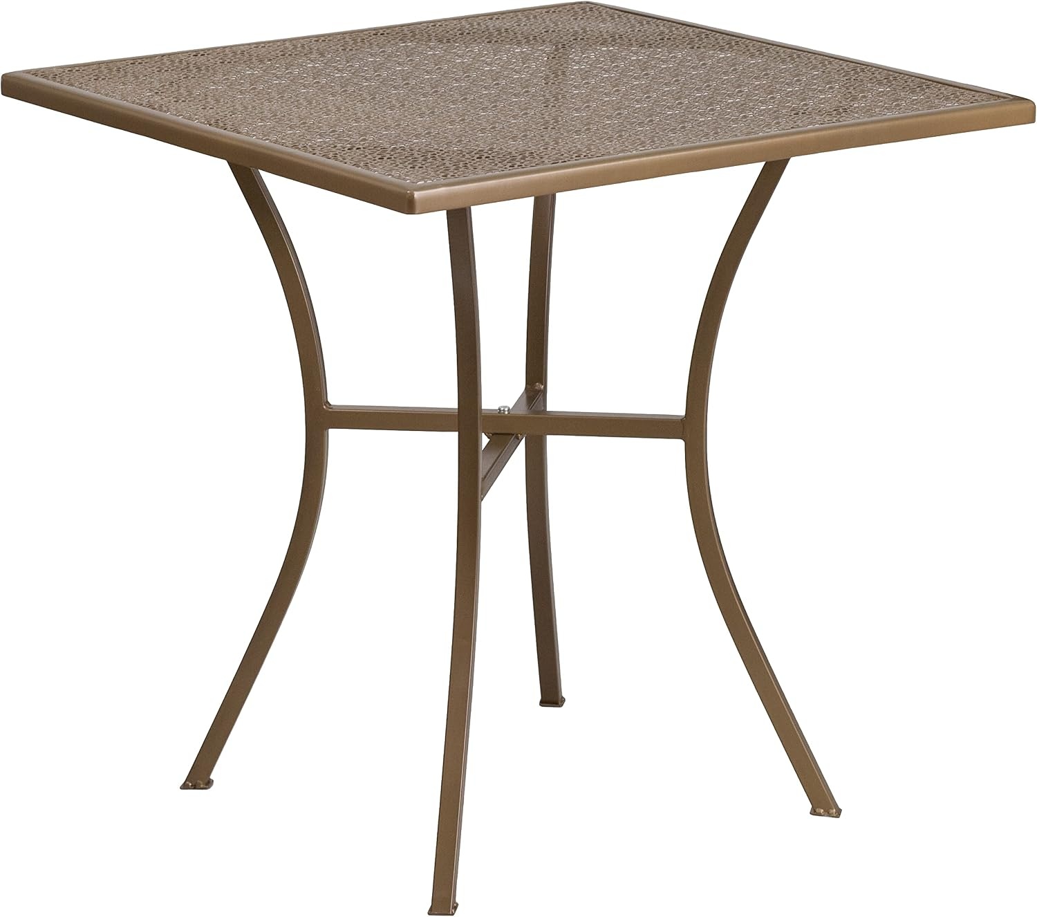 image:imageFlash Furniture Oia Commercial Grade 28 Square Gold IndoorOutdoor Steel Patio Table Set with 2 Square Back ChairsGold