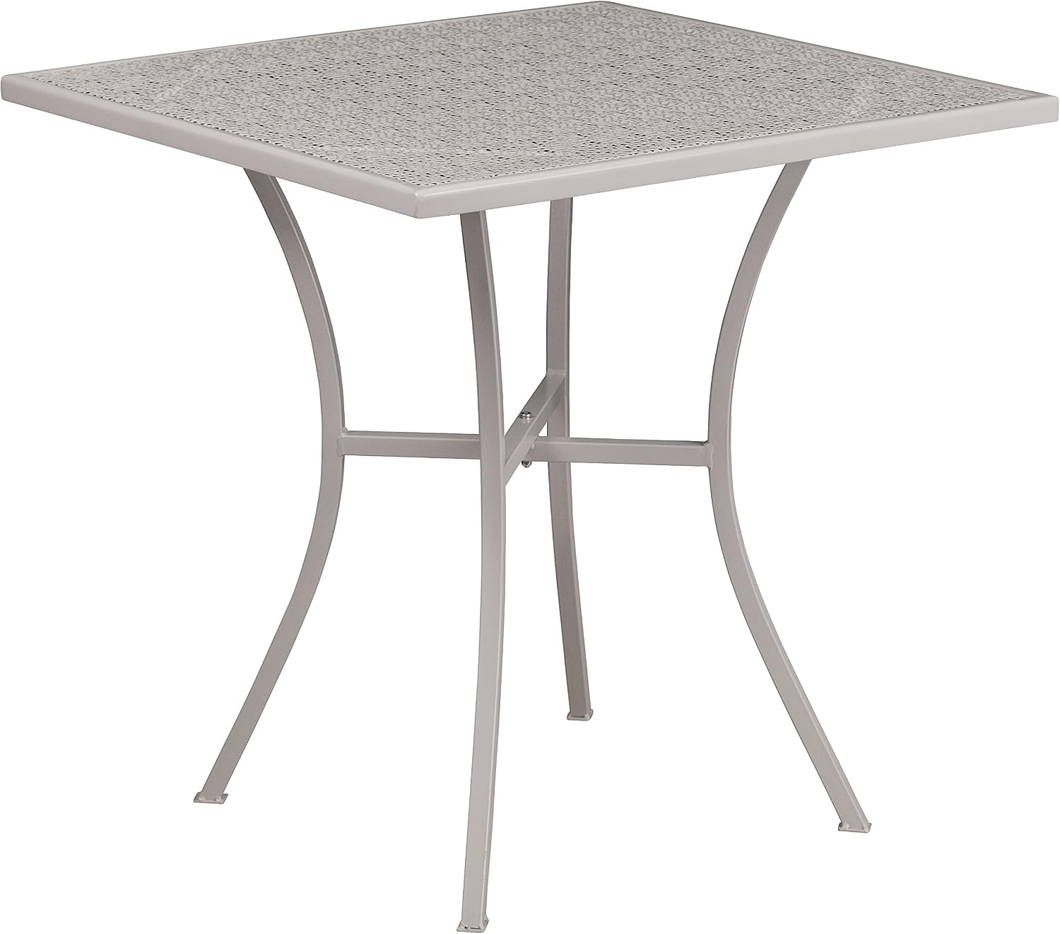 image:imageFlash Furniture Oia Commercial Grade 28 Square Gold IndoorOutdoor Steel Patio Table Set with 2 Square Back ChairsLight Gray