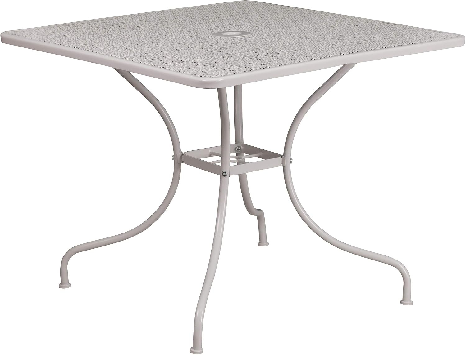 image:imageFlash Furniture Oia Commercial Grade 28 Square Gold IndoorOutdoor Steel Patio Table Set with 2 Square Back ChairsLight Gray