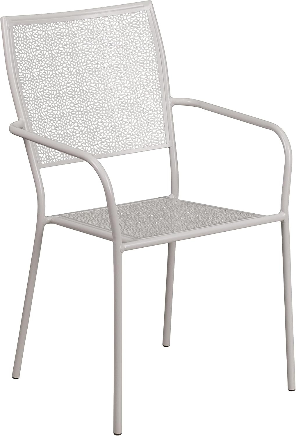 image:imageFlash Furniture Oia Commercial Grade 28 Square Gold IndoorOutdoor Steel Patio Table Set with 2 Square Back ChairsLight Gray