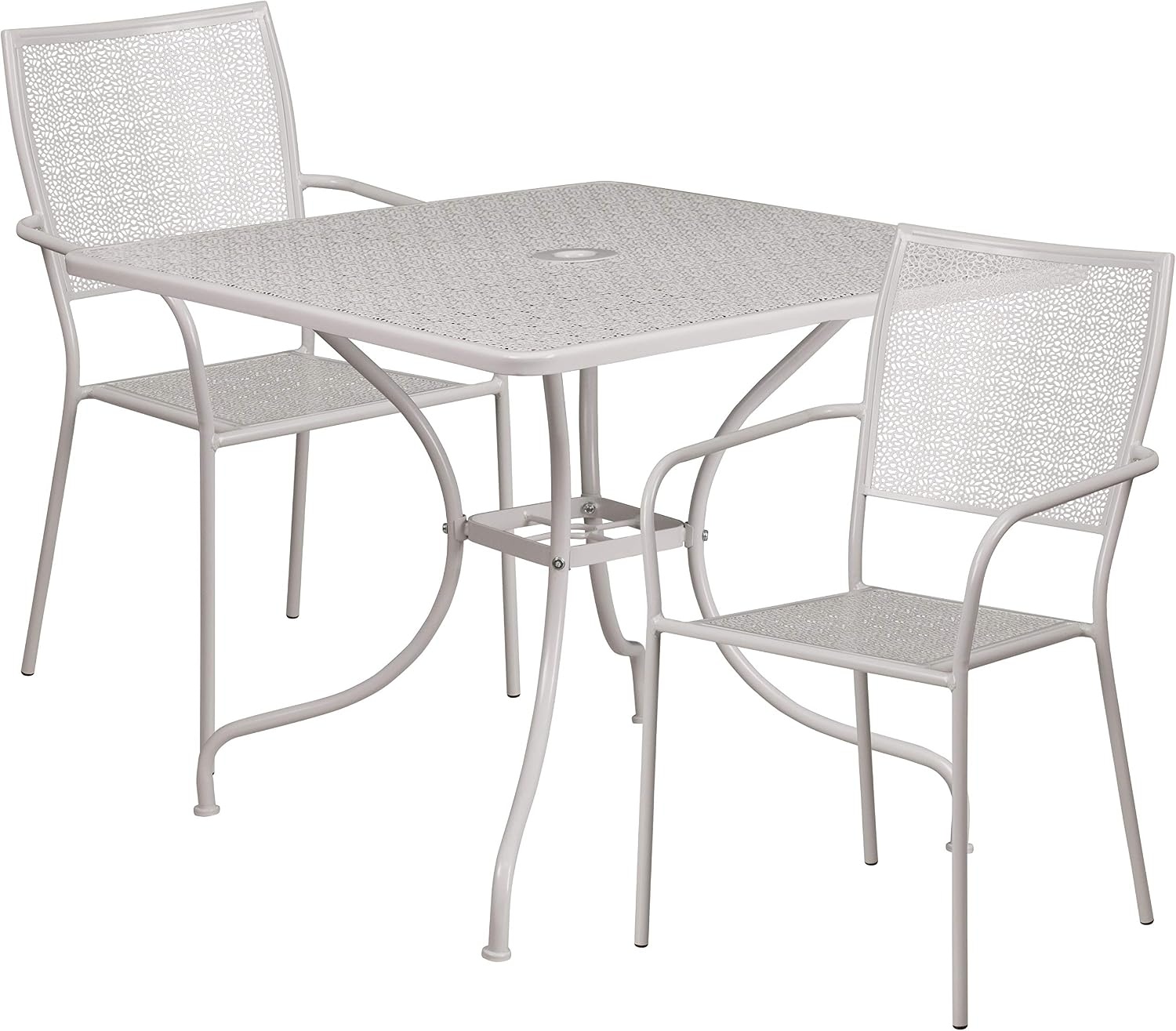 image:imageFlash Furniture Oia Commercial Grade 28 Square Gold IndoorOutdoor Steel Patio Table Set with 2 Square Back ChairsLight Gray