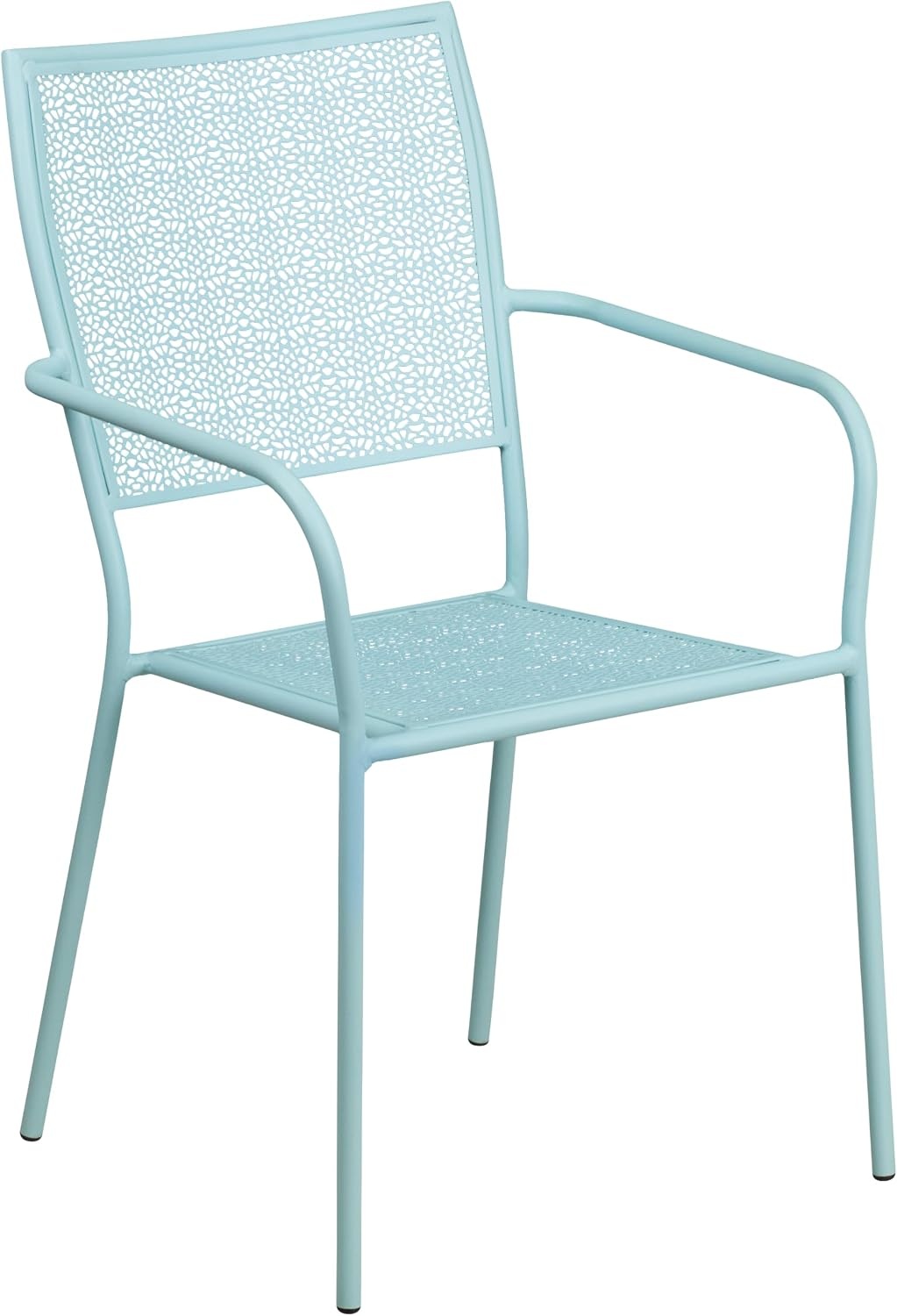 image:imageFlash Furniture Oia Commercial Grade 28 Square Gold IndoorOutdoor Steel Patio Table Set with 2 Square Back ChairsSky Blue