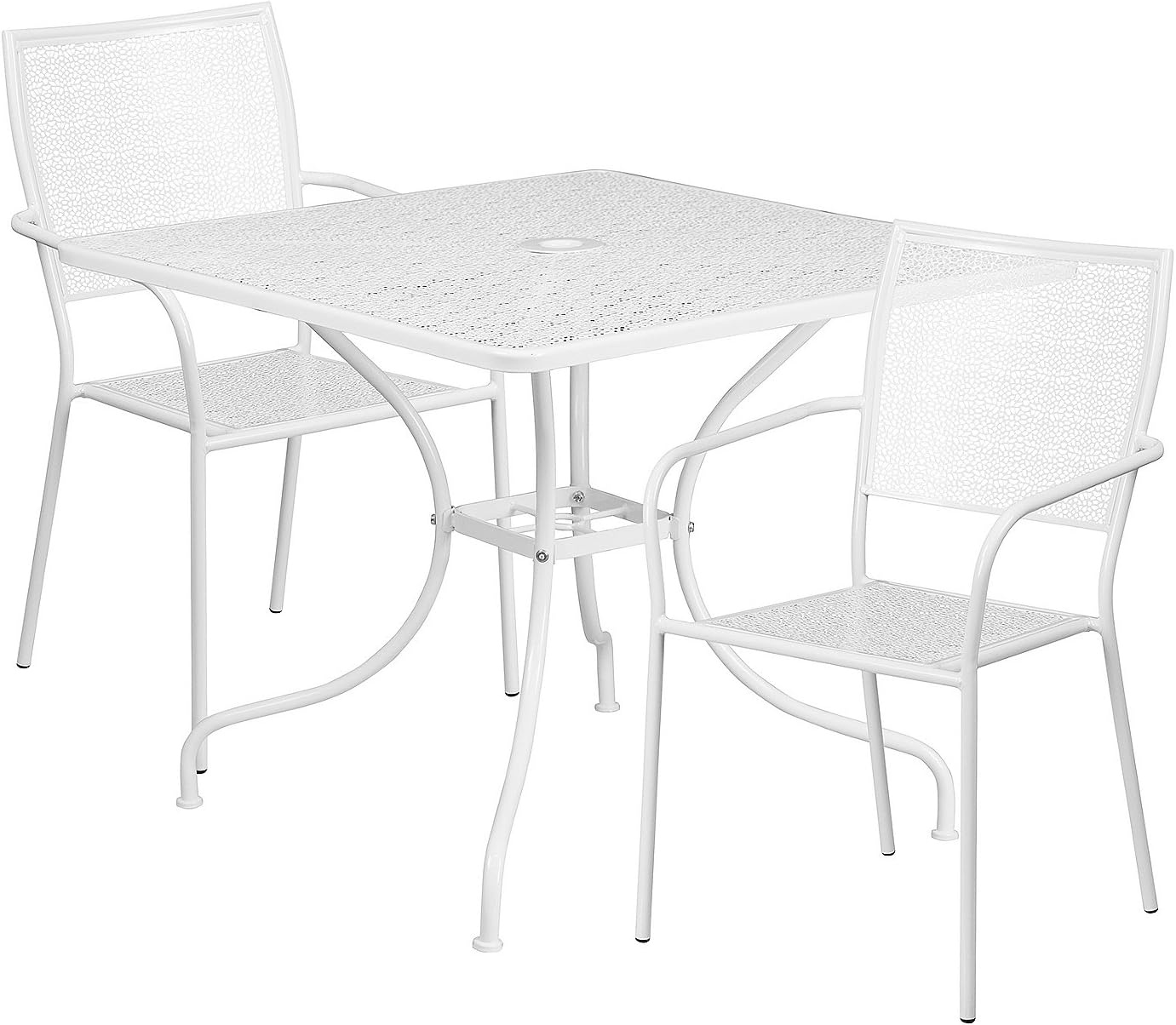 image:imageFlash Furniture Oia Commercial Grade 28 Square Gold IndoorOutdoor Steel Patio Table Set with 2 Square Back ChairsWhite