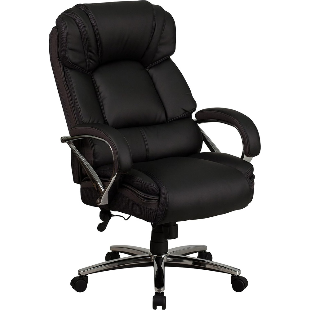 image:imageFlash Furniture HERCULES Series Big amp Tall 500 lb Rated Black LeatherSoft Executive Swivel Ergonomic Office Chair with Chrome Base and Arms