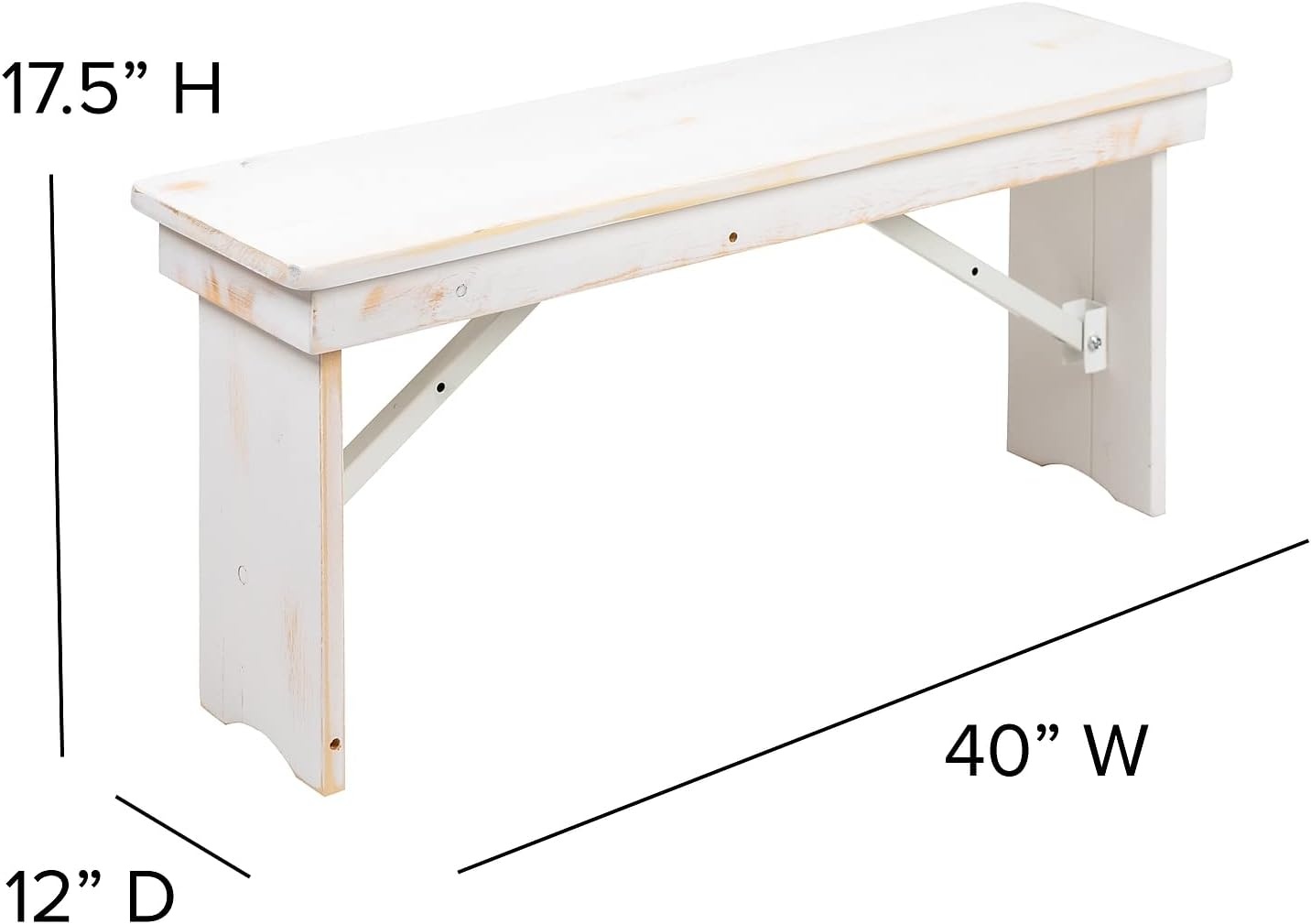 image:imageFlash Furniture HERCULES Series 8 x 40 Antique Rustic White Folding Farm Table and Six Bench Set