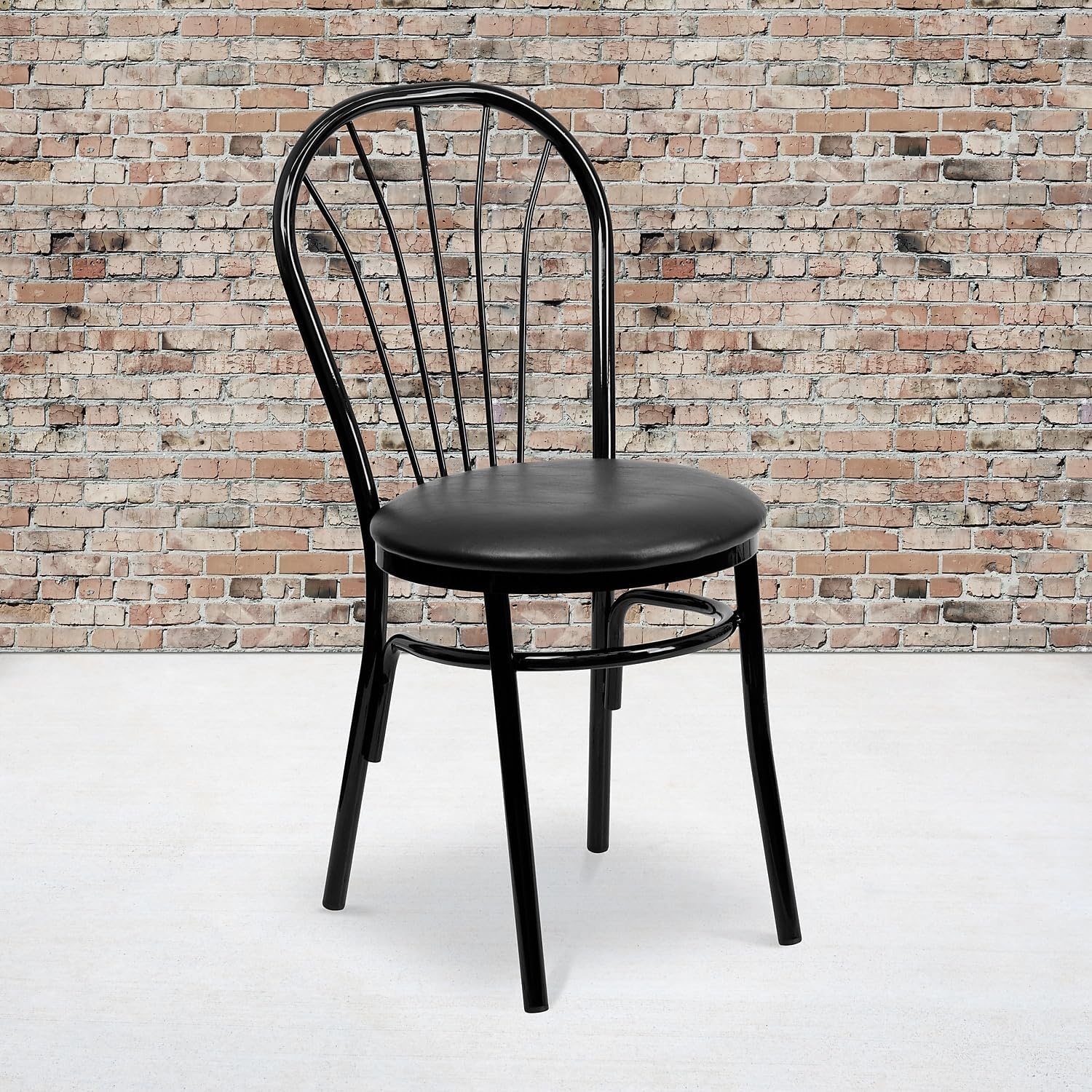 image:imageFlash Furniture HERCULES Series Fan Back Metal Chair Black Vinyl SeatBlack