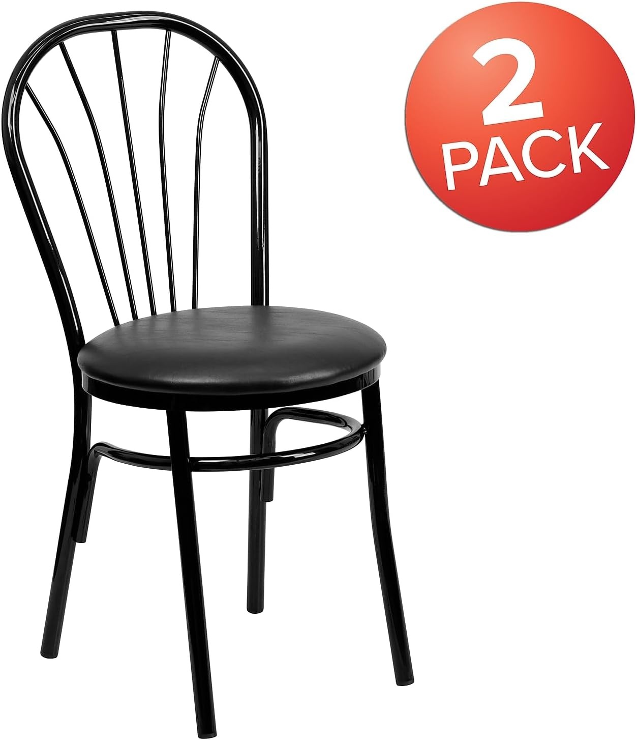 image:imageFlash Furniture HERCULES Series Fan Back Metal Chair Black Vinyl SeatBlack