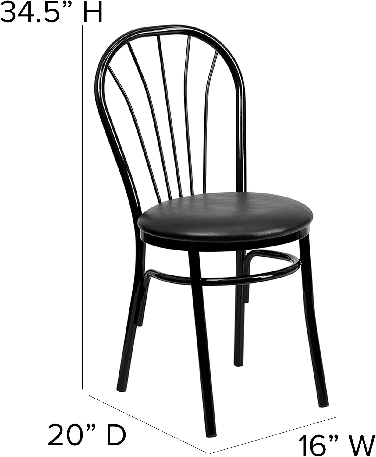 image:imageFlash Furniture HERCULES Series Fan Back Metal Chair Black Vinyl SeatBlack