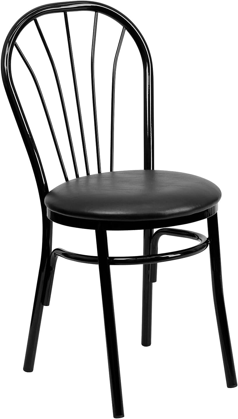 image:imageFlash Furniture HERCULES Series Fan Back Metal Chair Black Vinyl SeatBlack
