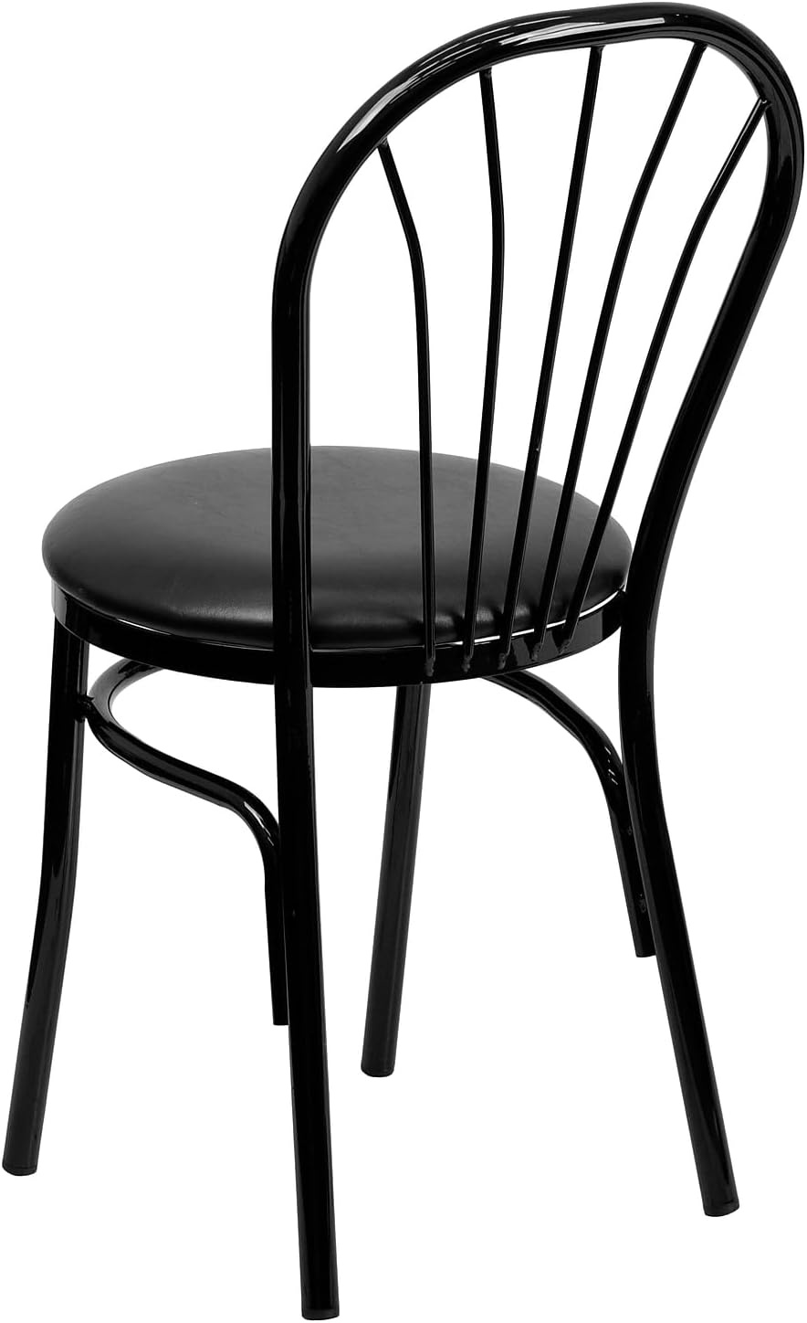 image:imageFlash Furniture HERCULES Series Fan Back Metal Chair Black Vinyl SeatBlack