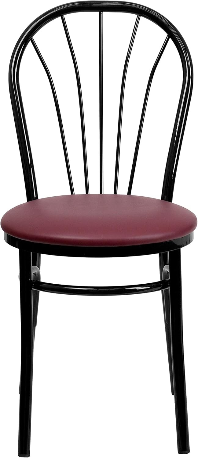 image:imageFlash Furniture HERCULES Series Fan Back Metal Chair Black Vinyl SeatBurgundy