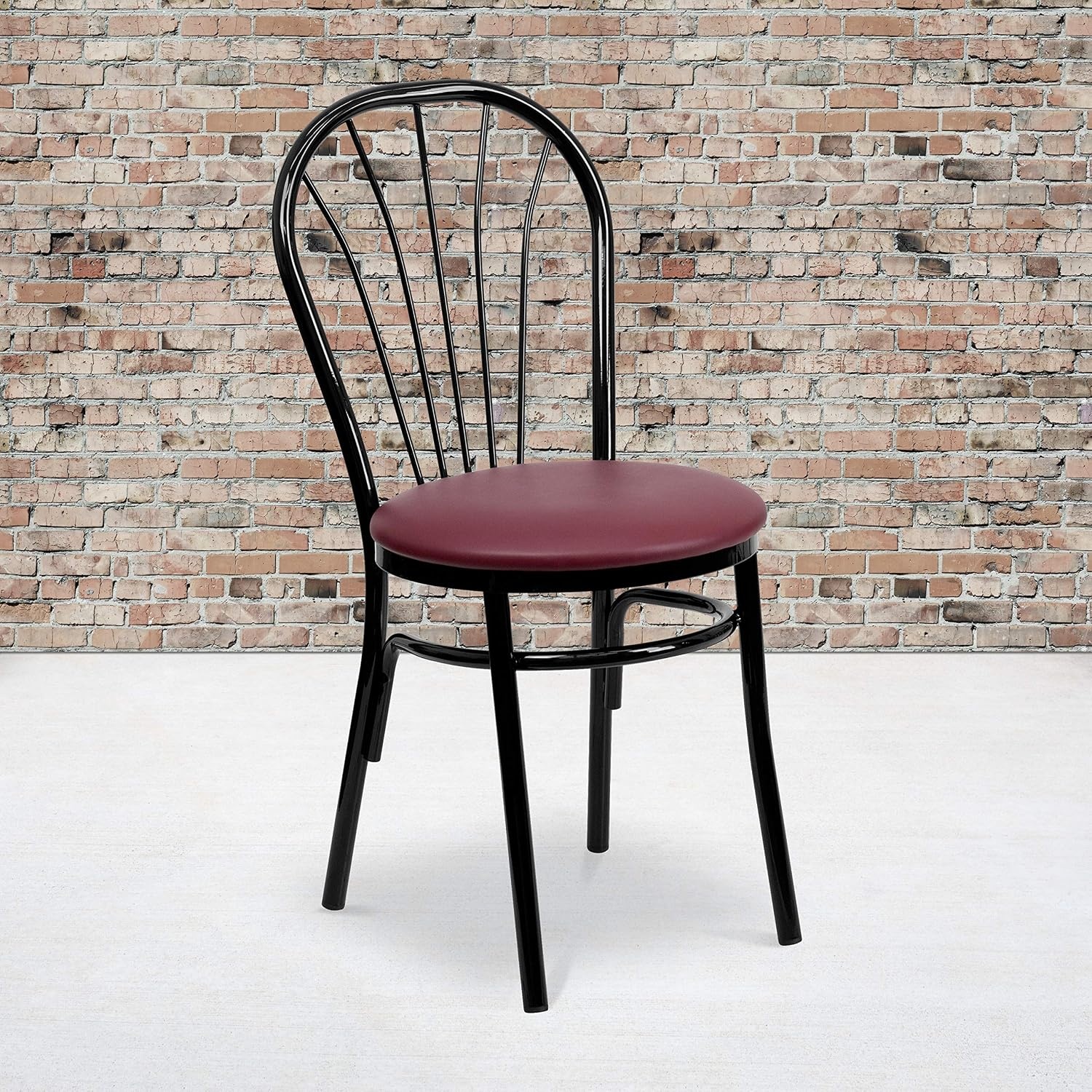 image:imageFlash Furniture HERCULES Series Fan Back Metal Chair Black Vinyl SeatBurgundy