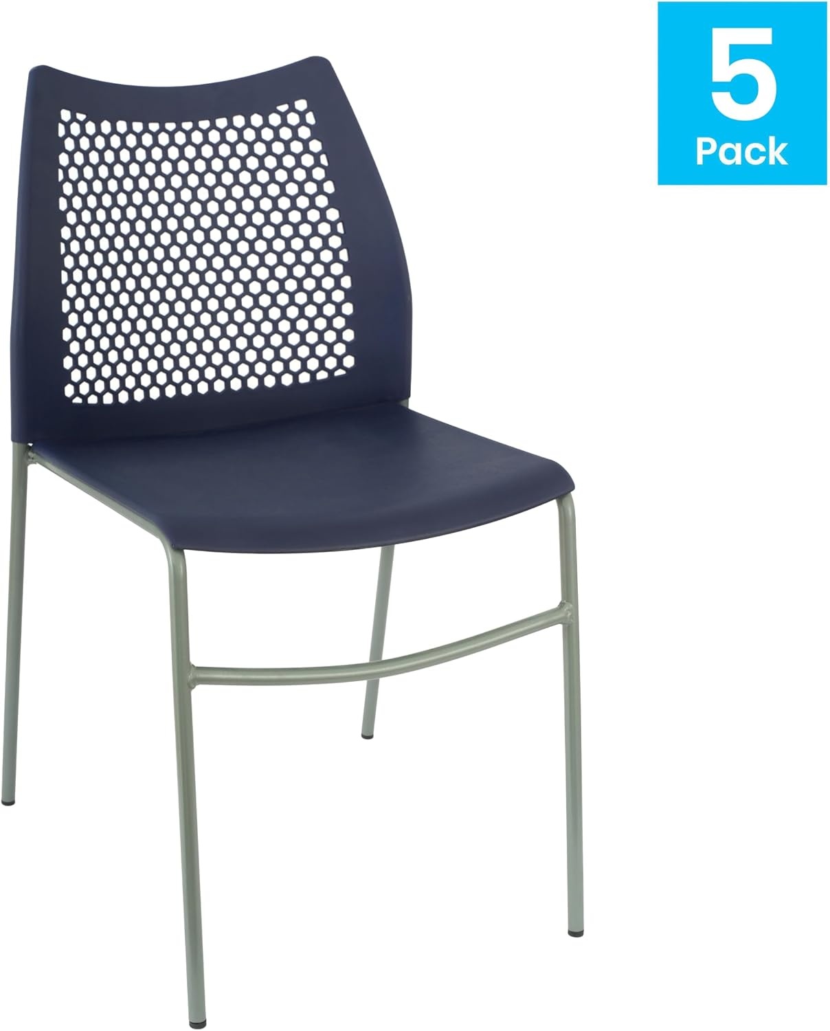 image:imageFlash Furniture Hercules Stacking Chair with Vented Backrest and Black Powder Coated Steel Legs with Integrated Support Bar Commercial Portable Chair BlackNavy PlasticGray Frame