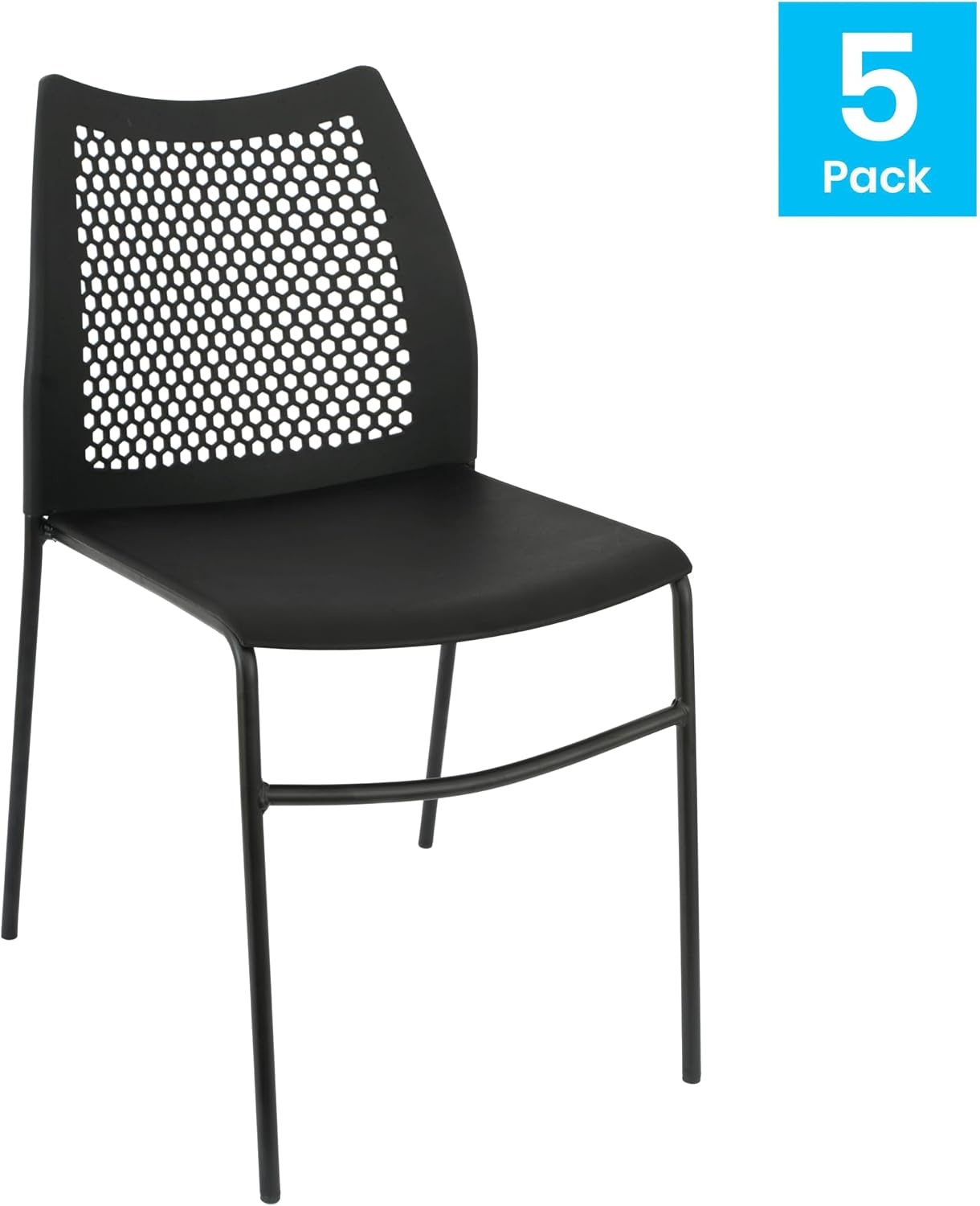 image:imageFlash Furniture Hercules Stacking Chair with Vented Backrest and Black Powder Coated Steel Legs with Integrated Support Bar Commercial Portable Chair BlackBlack PlasticBlack Frame