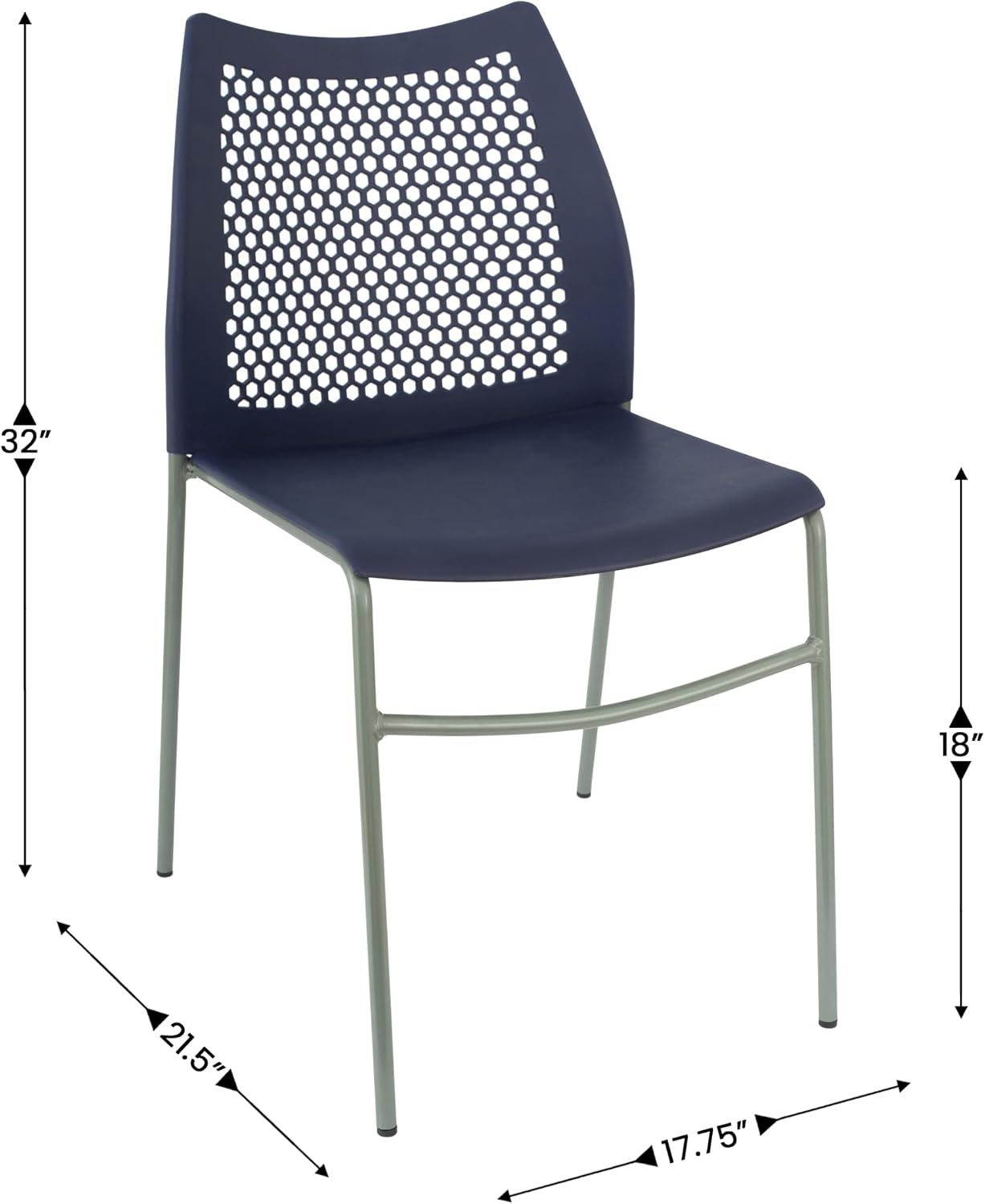 image:imageFlash Furniture Hercules Stacking Chair with Vented Backrest and Black Powder Coated Steel Legs with Integrated Support Bar Commercial Portable Chair BlackNavy PlasticGray Frame