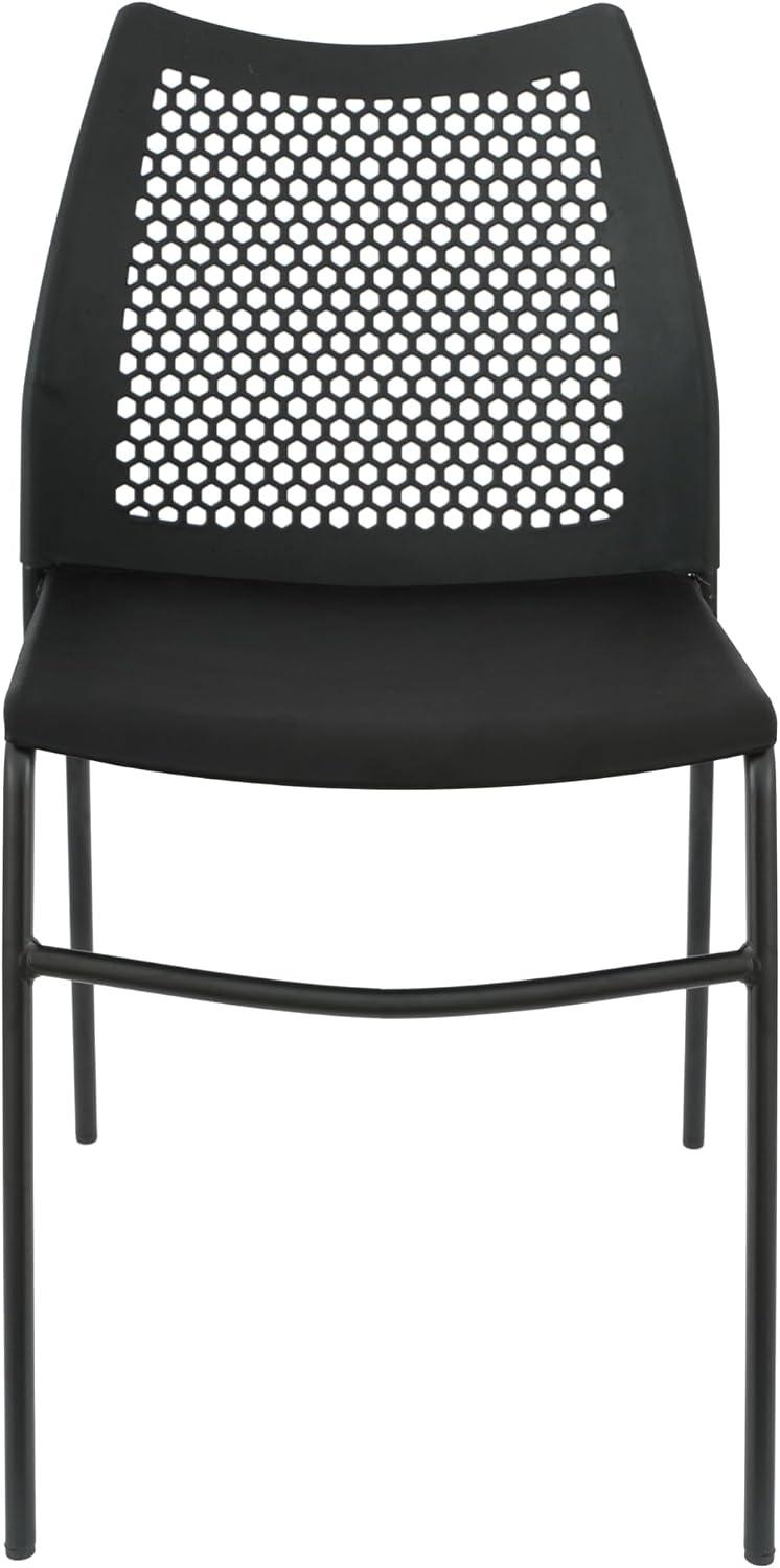 image:imageFlash Furniture Hercules Stacking Chair with Vented Backrest and Black Powder Coated Steel Legs with Integrated Support Bar Commercial Portable Chair BlackBlack PlasticBlack Frame