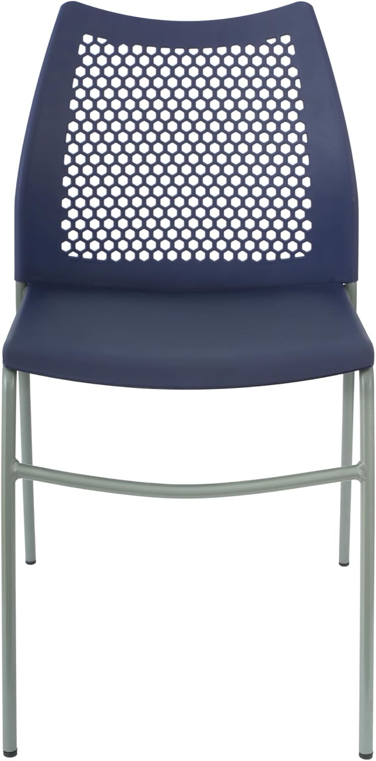image:imageFlash Furniture Hercules Stacking Chair with Vented Backrest and Black Powder Coated Steel Legs with Integrated Support Bar Commercial Portable Chair BlackNavy PlasticGray Frame