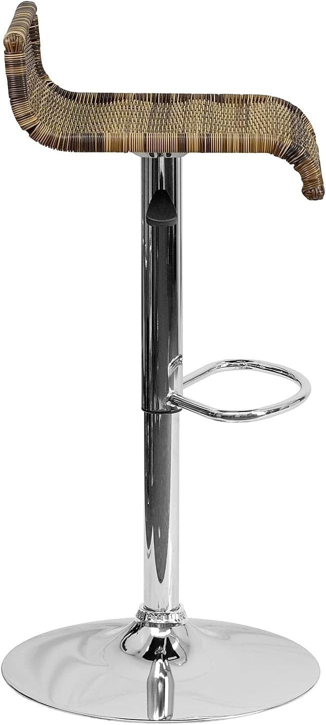 image:imageFlash Furniture Heyward Contemporary Wicker Adjustable Height Barstool with Waterfall Seat and Chrome BaseSet of 1
