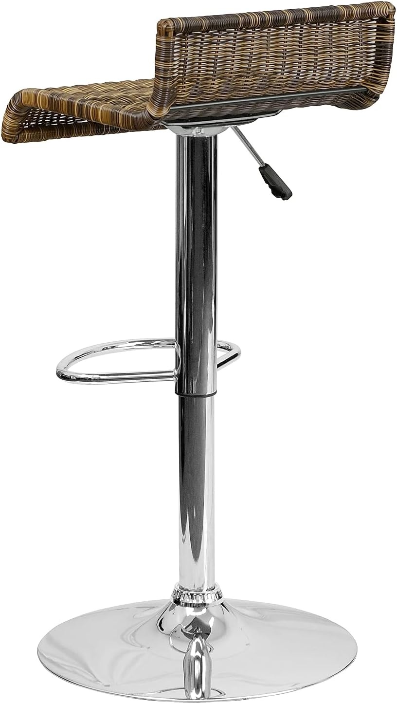 image:imageFlash Furniture Heyward Contemporary Wicker Adjustable Height Barstool with Waterfall Seat and Chrome BaseSet of 1